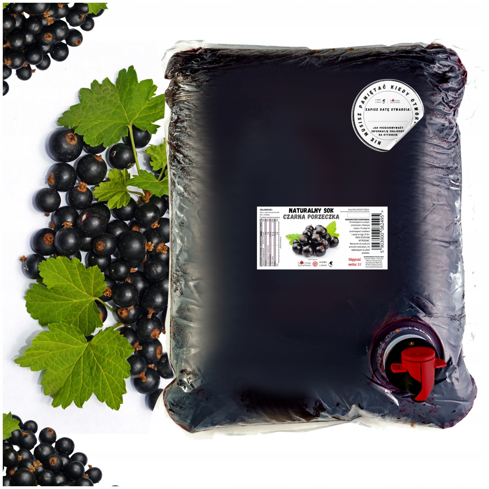 Sok Czarna Porzeczka Naturalny Sok Tłoczony na Zimno Tłocznia Szymanowice