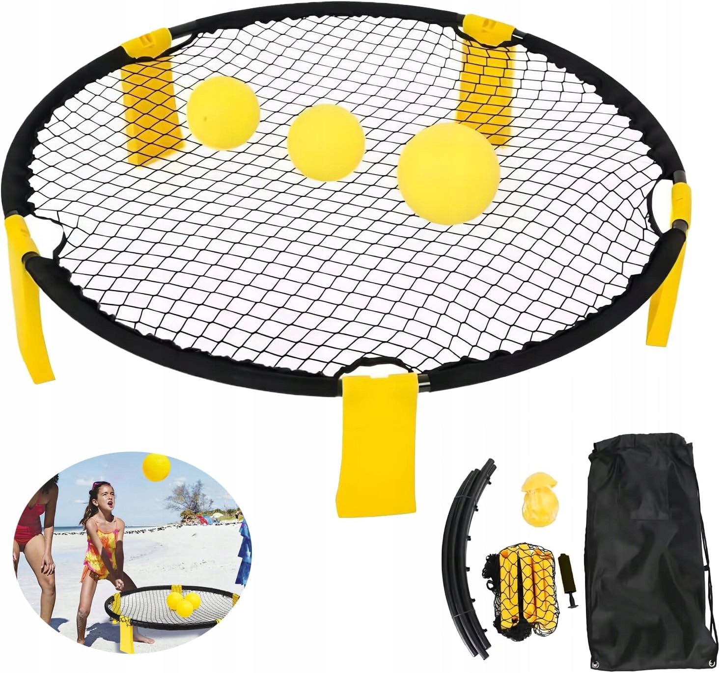 Zestaw Do Gry Spikeball Piłka Plażowa Siatka 3 Piłki Smash Ball