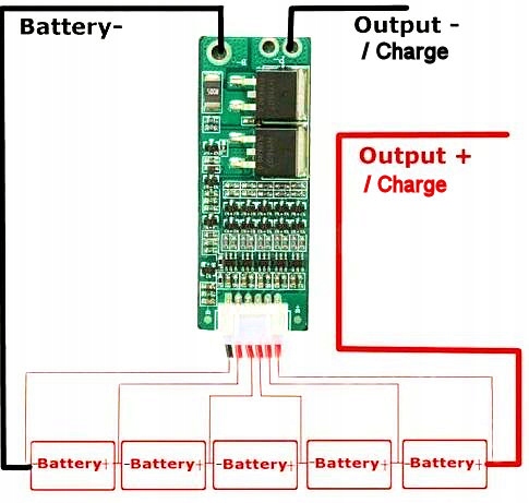 Moduł BMS 5s 15A Li-ion 18650 18V 18,5V Ładowarka Model BMS5S15A