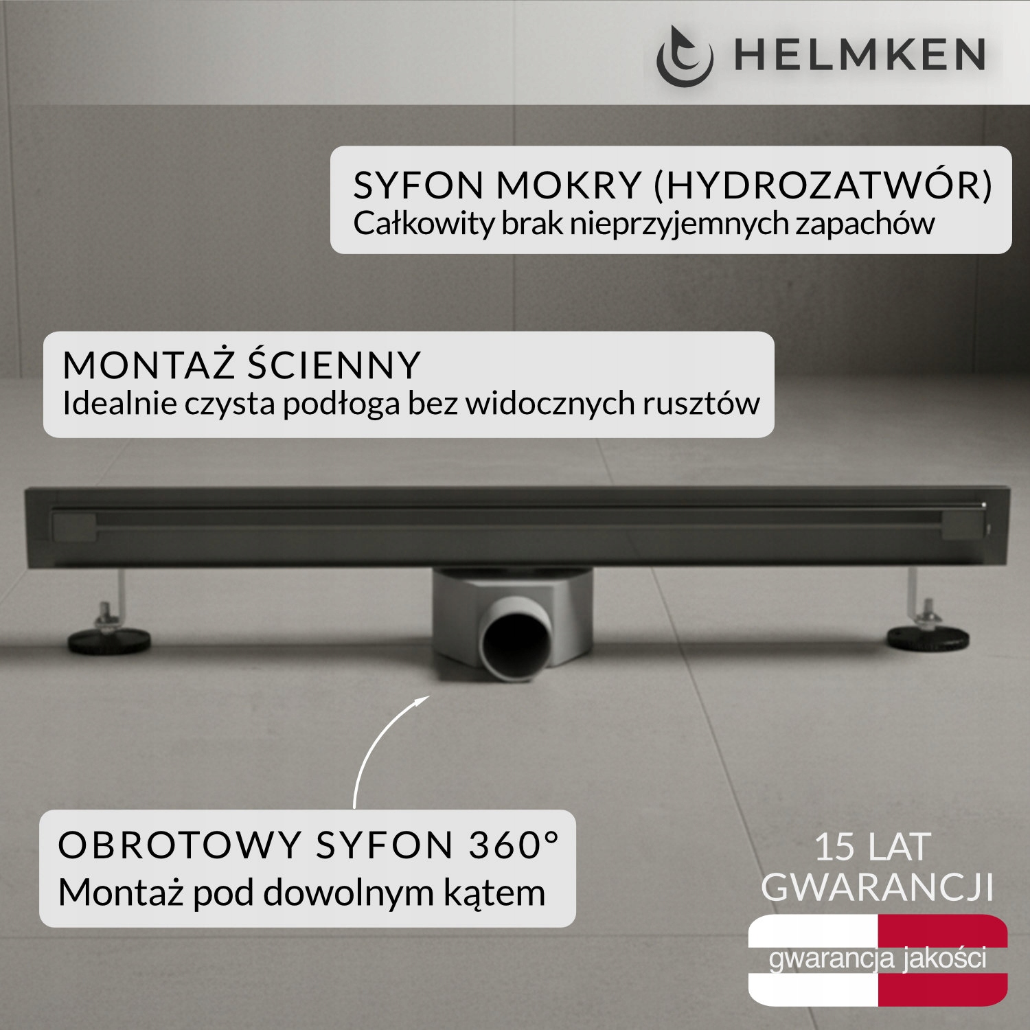 Nástenný lineárny odtok Helmken 37501805, 800x41 mm, grafitový