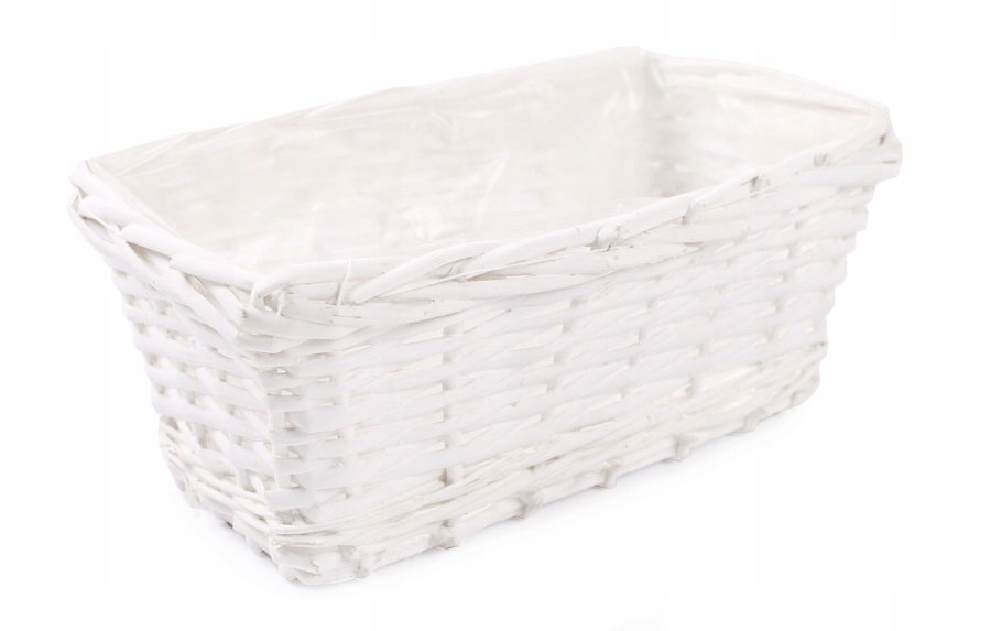 

Biała Prostokątna Osłonka Wiklinowa 27x14x11 cm