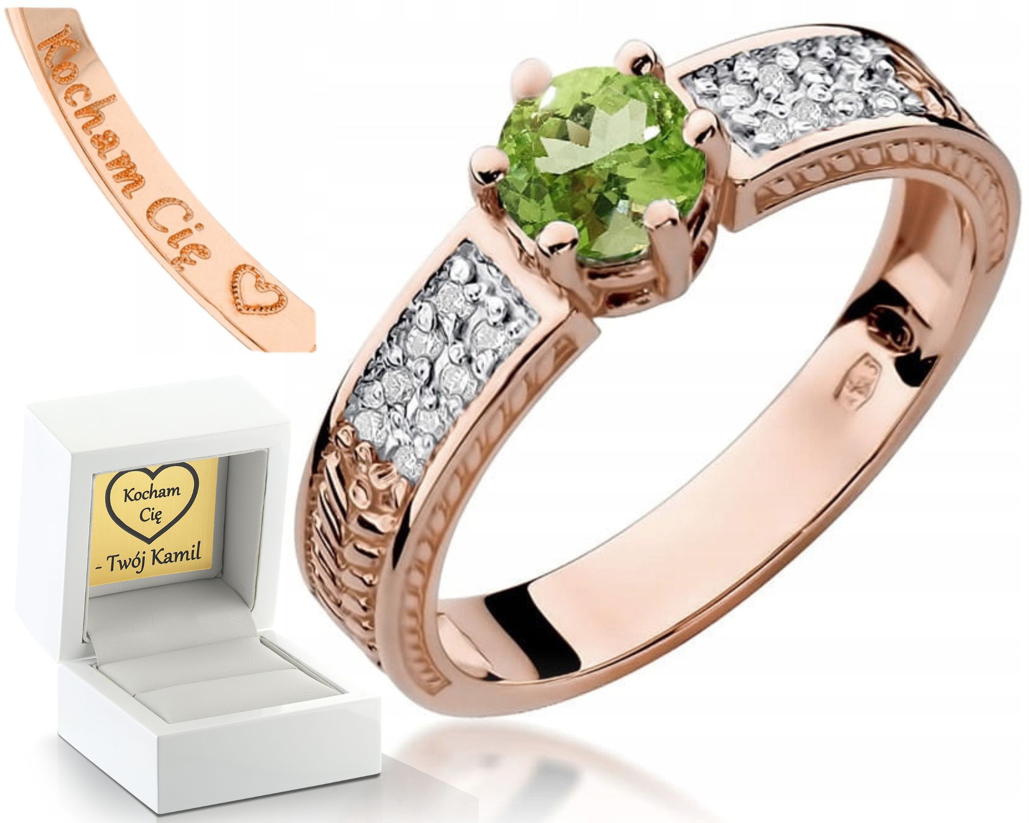 Růžový Zlatý Prstýnek 585 S Dárek Gravírování