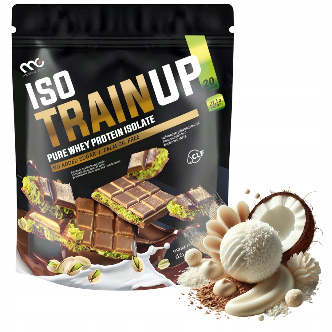Muscle Clinic Iso Train Up 600 g Proteinový izolát 92 g Kokosová Pralinka
