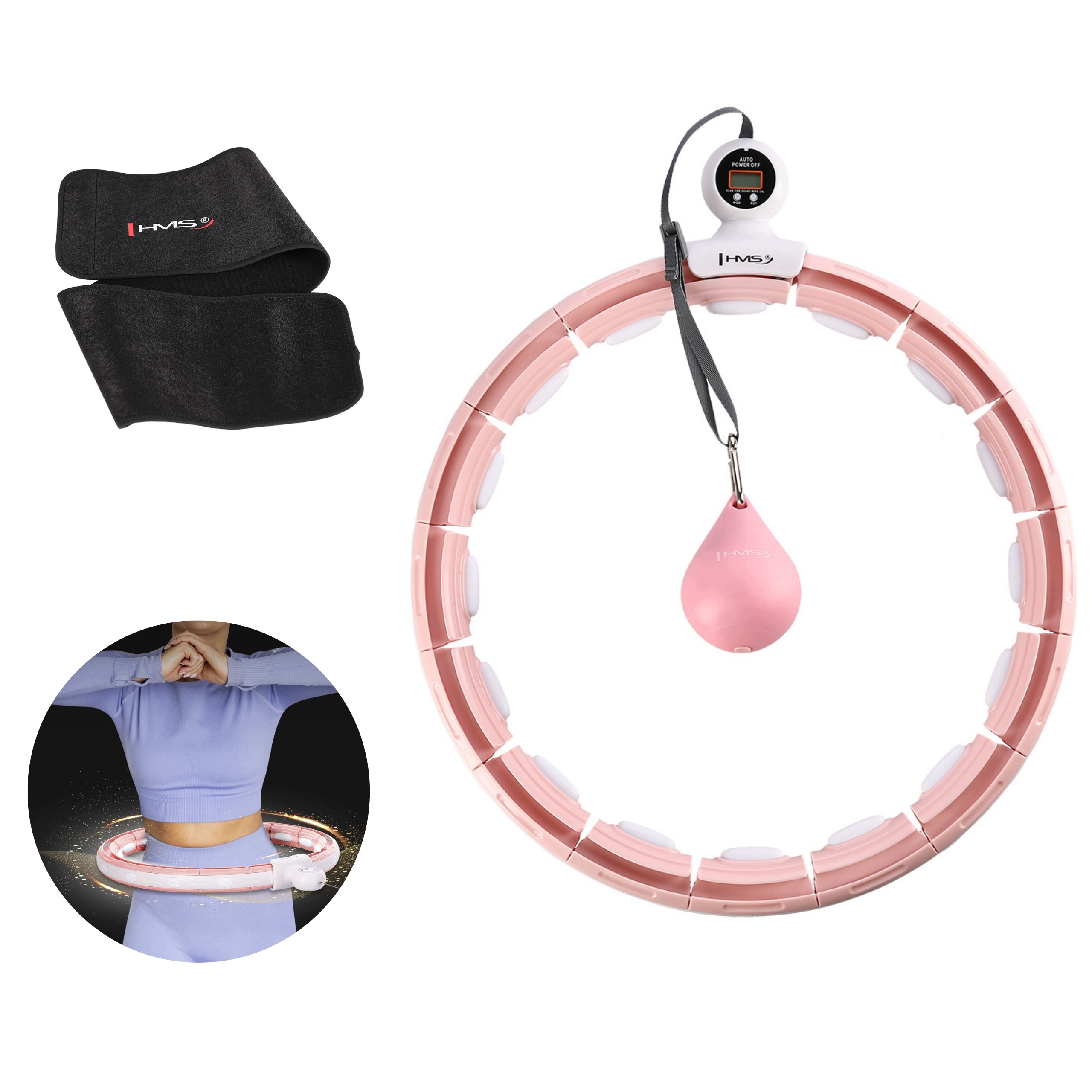 Magnetické hula hoop s počítadlem zatížení a zeštíhlujícím pásem Hms