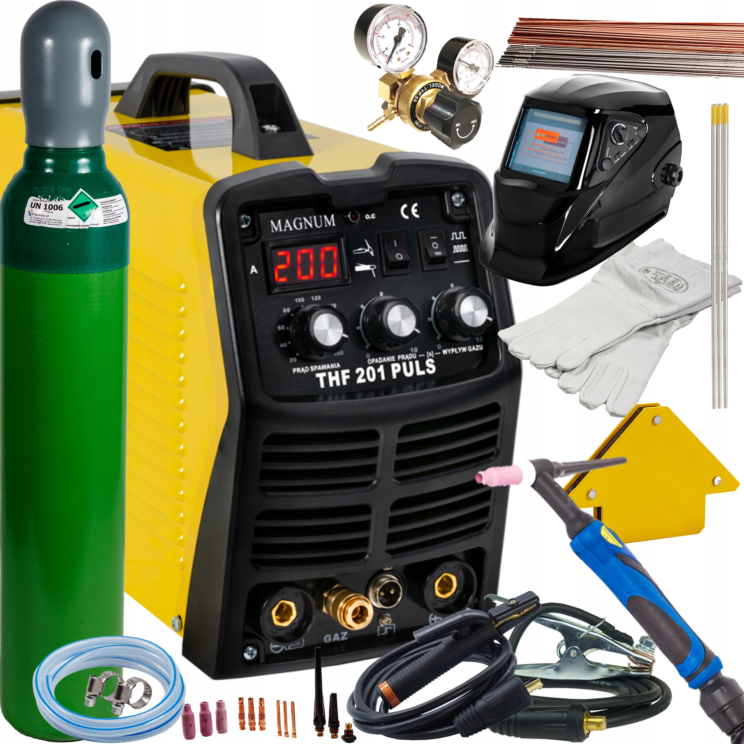 Svařovací stroj Magnum Tig Thf 201P Hf DC Mma 200A 230V LCD 60% SET1