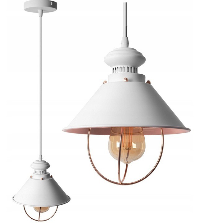 Závěsná kovová lampa Loft Retro Linz Bílá