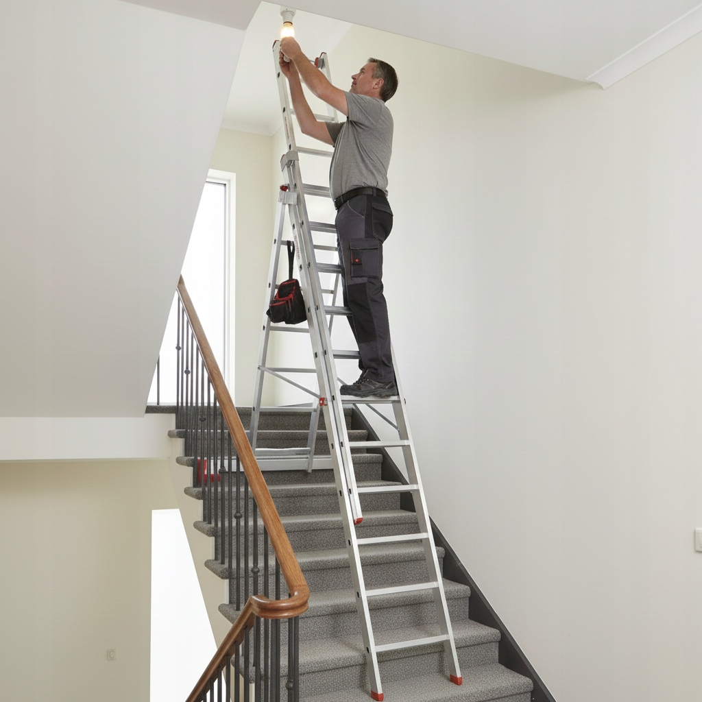 Drabina aluminiowa profesjonalna FARAONE ST300/3N 3x10 z opcją na schody 7,31 m — 25