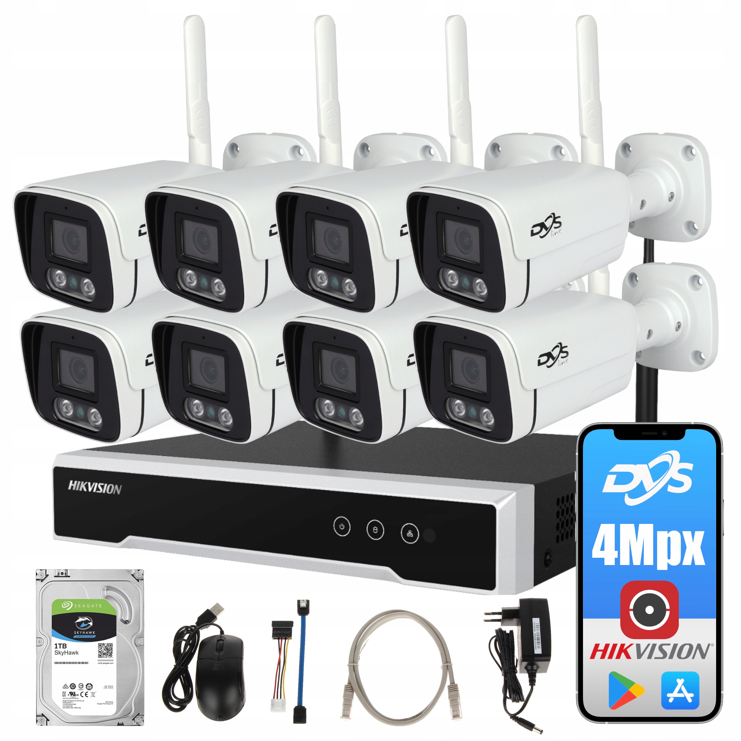 

Monitoring Bezprzewodowy 8 Kamer WiFI 4Mpx Dysk