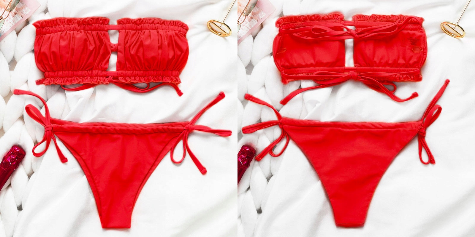 STRÓJ KĄPIELOWY DWUCZĘŚCIOWY SEXY BIKINI BRAZYLIJSKIE MARSZCZONA OPASKA M Płeć kobieta