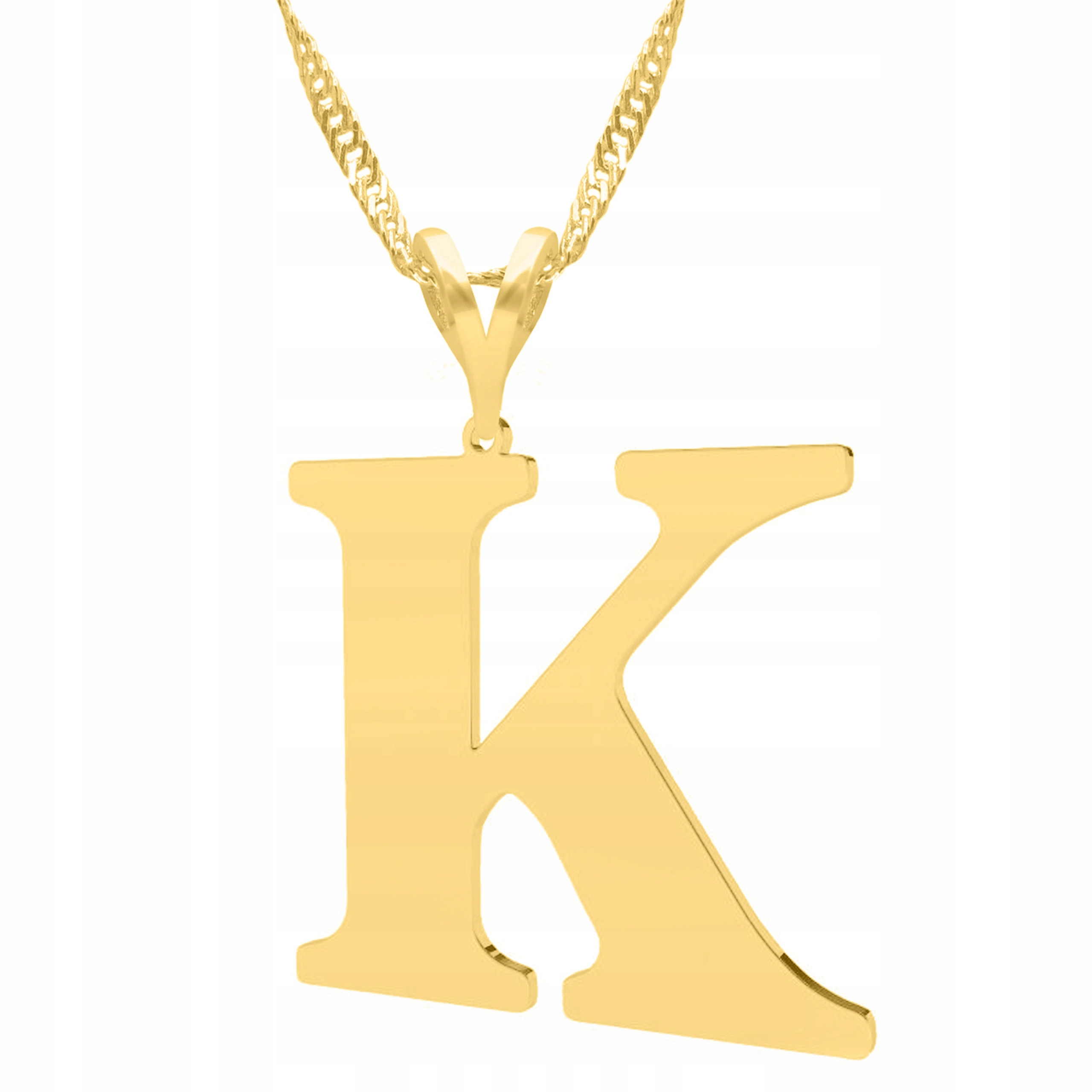 Zlatý náhrdelník Písmeno Iniciál s písmenem Iniciál Letter K Stříbro 925