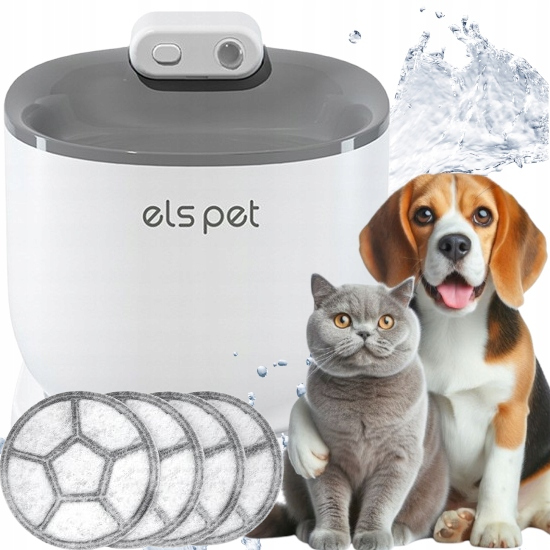 Levně Fontána Automatické Krmítko Pro Kočky Psa senzor 2,5 l kočka Els Pet filtry