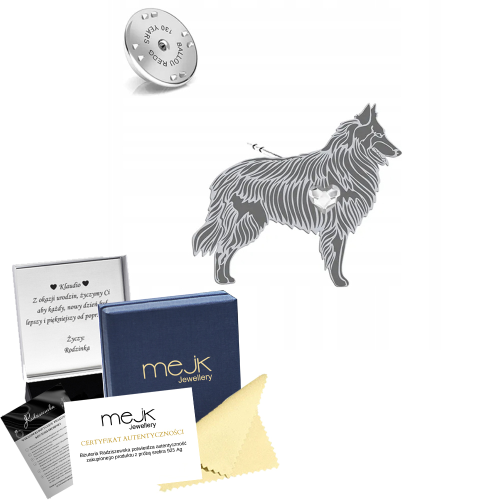 Odznak s belgickým ovčákem Groenendael 925 Pin Brož Dedikace