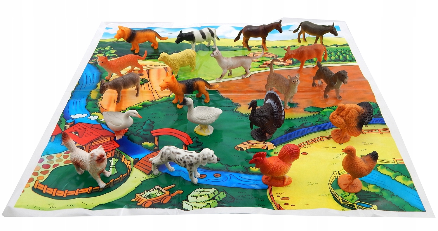 

A1357 Zwierzęta gospodarskie figurki + mata 20szt
