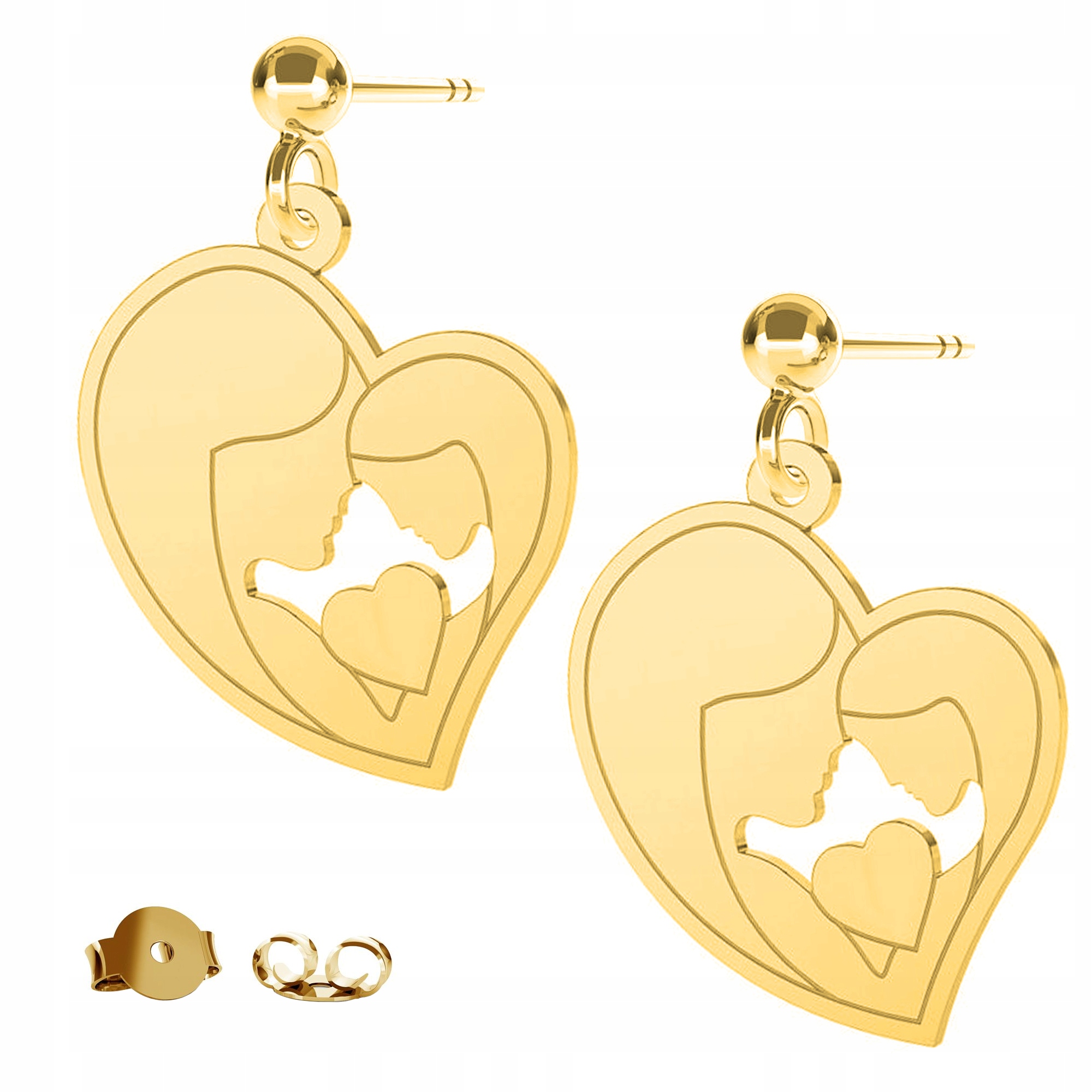 Náušnice zlaté Srdce Máma Dcera 925