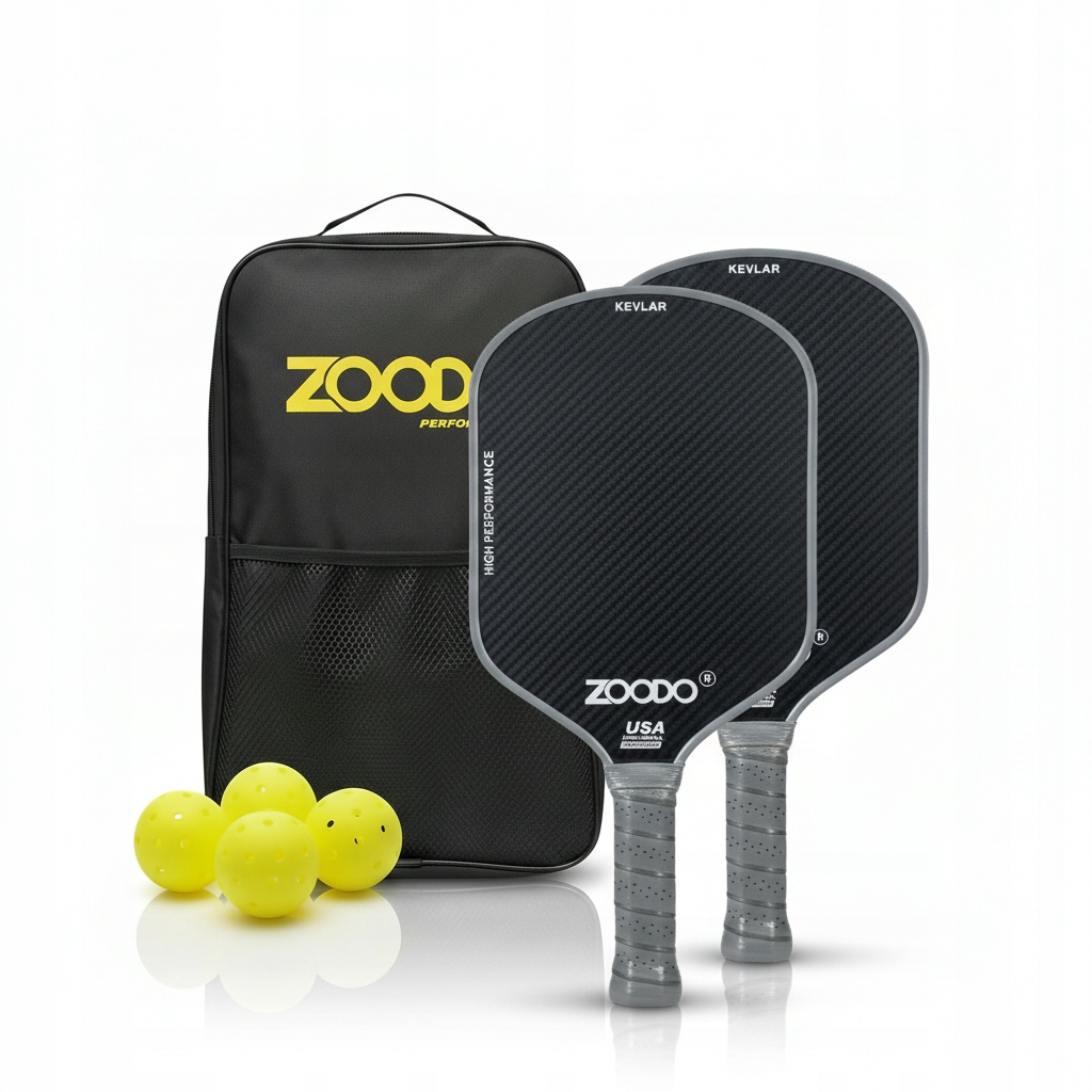 Rakety pro Pickleball Zoodo P7 Kevlar šedé Set (4 míčky, taška) Usapa