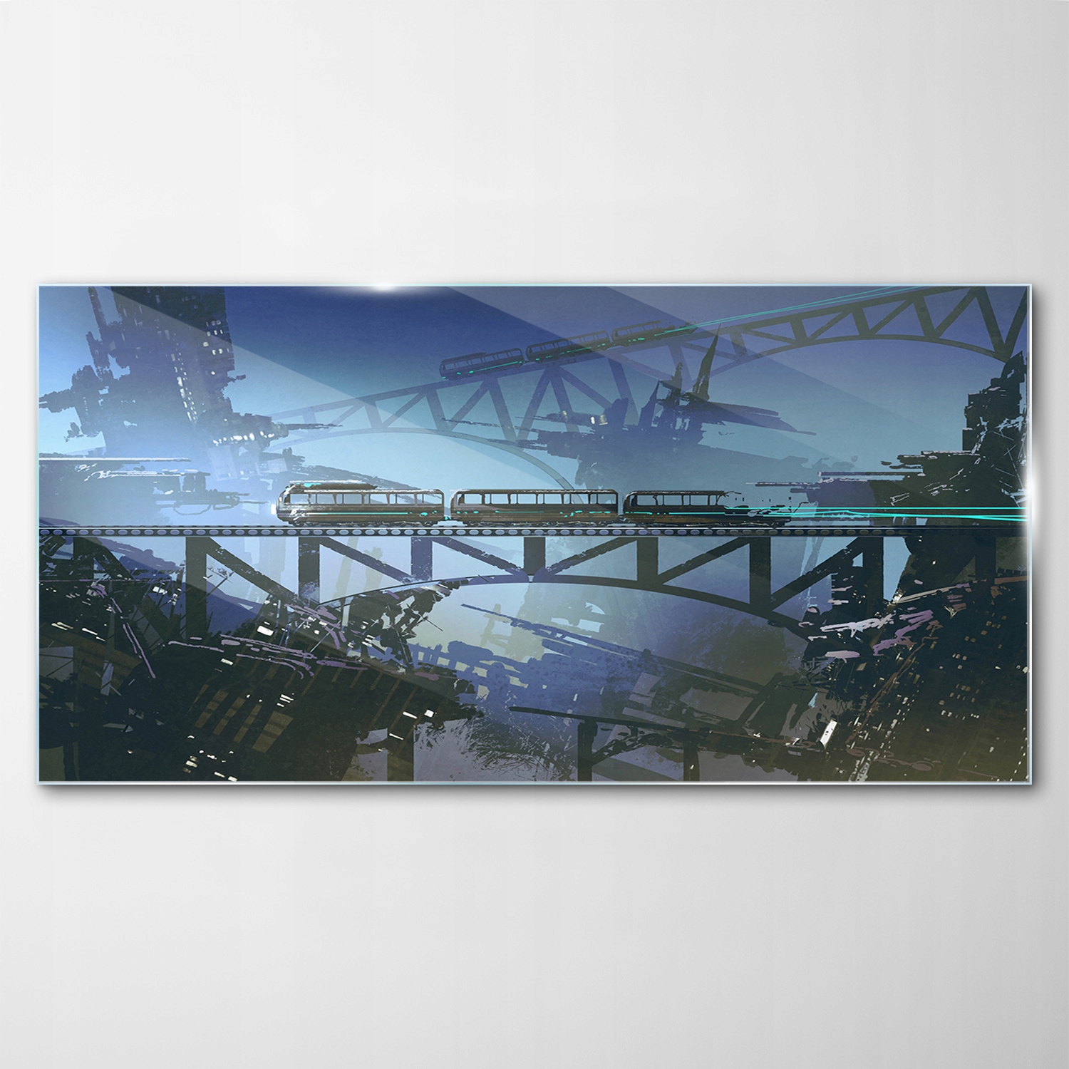 

Hartowany Obraz Szklany Pociąg Tory Most 140x70