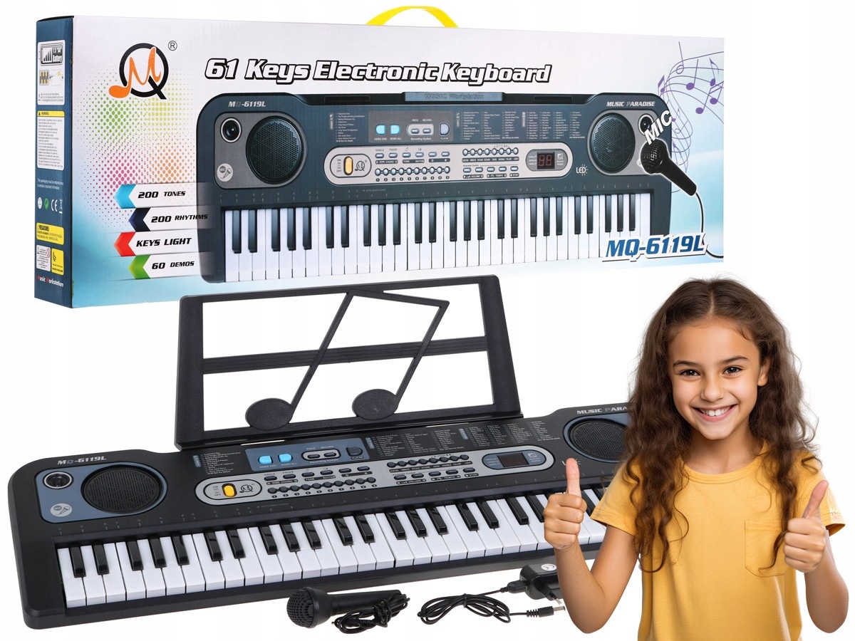 Keyboard zabawka muzyczna Organki Dla Dzieci stojak na nuty Mikrofon Usb
