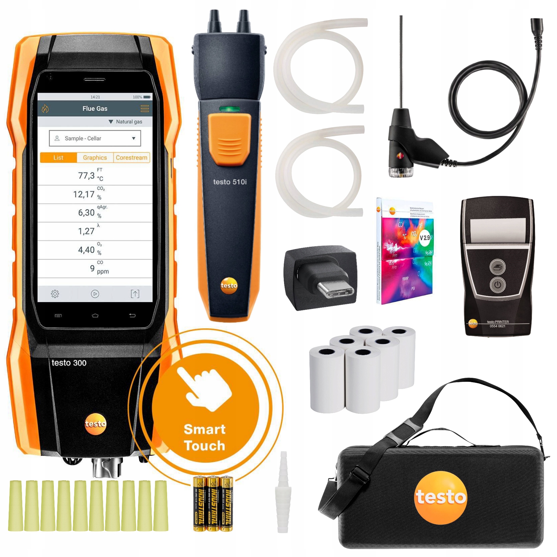 Analyzátor výfukových plynov a merač tlakového rozdielu Testo