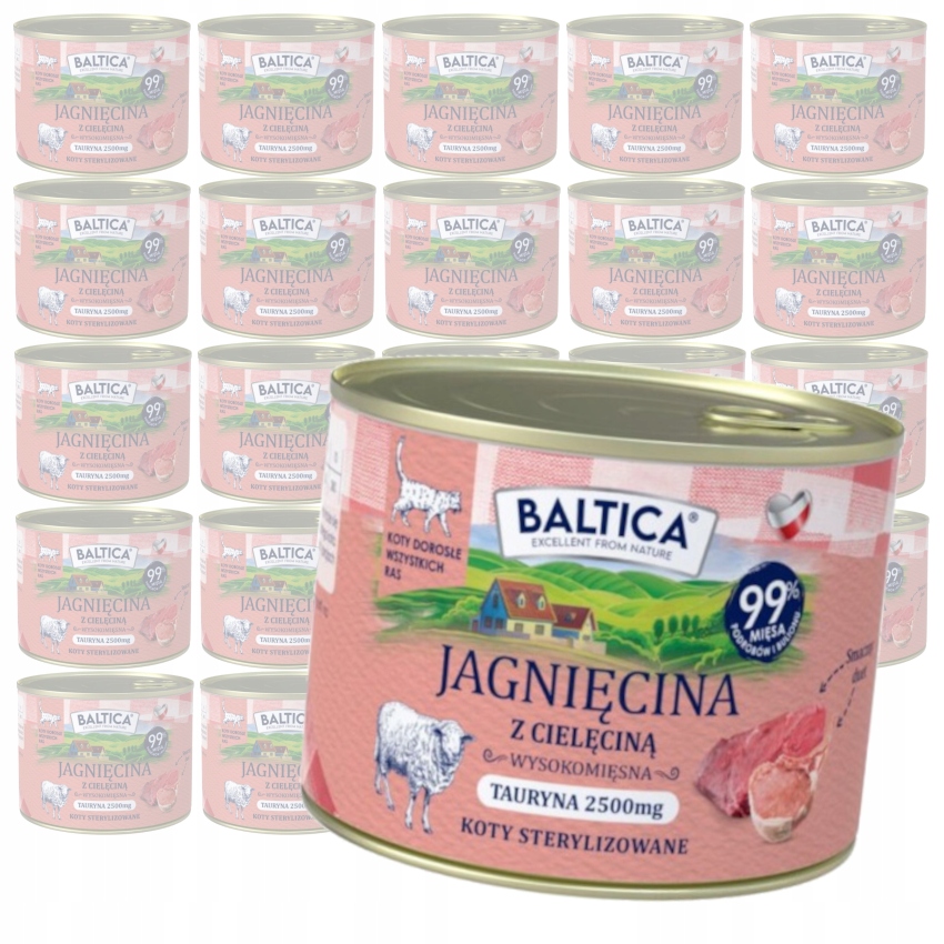 Baltica Jehněčí telecí maso 24x185g Vlhké Krmivo pro sterilizované kočky