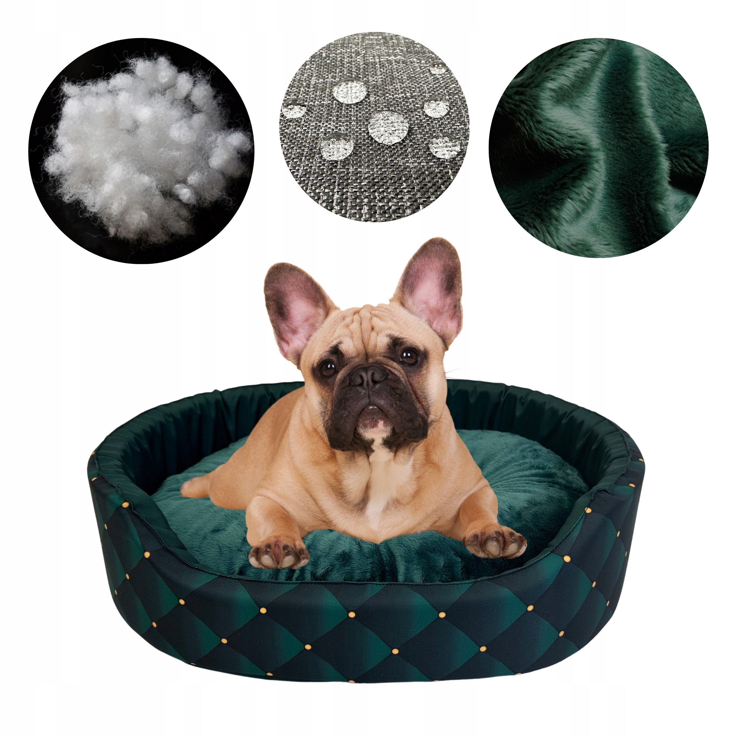 Levně Pelíšek Pro Psa Kočku Voděodolné Kotec Budka Potah Oválné s polštářem M