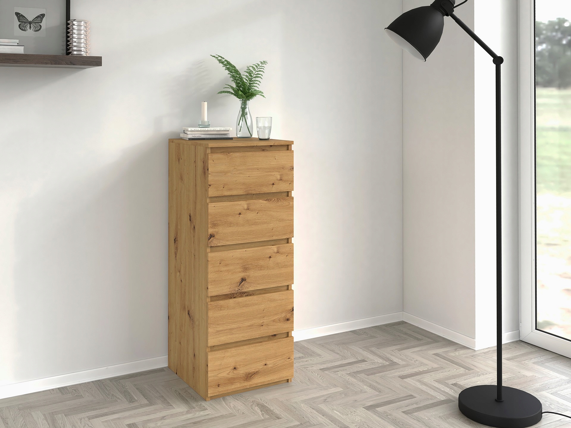 NOWOCZESNA KOMODA 40CM SZUFLADY SZAFKA SŁUPEK DĄB Marka ATS