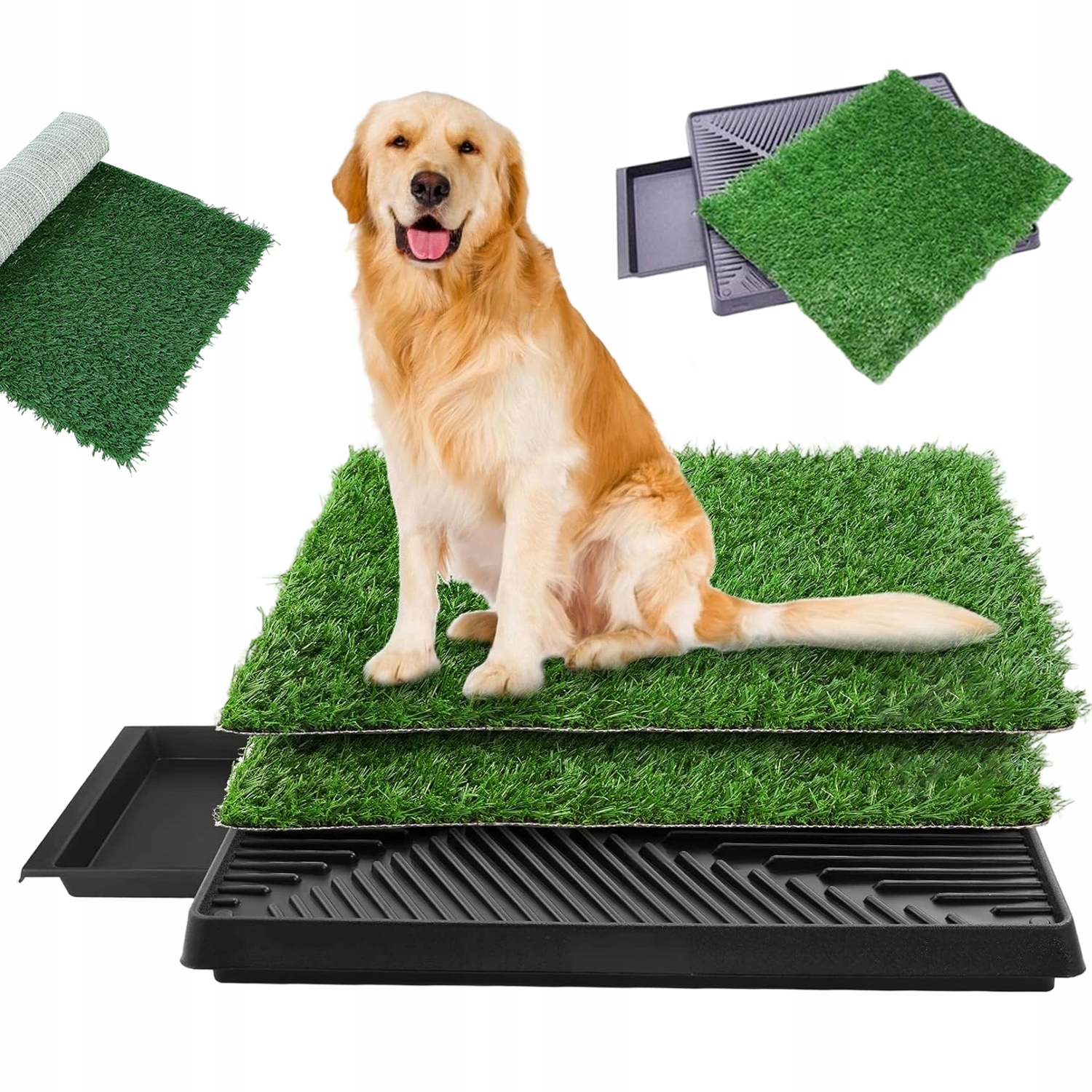 Toaleta Pro Psy 3 Vrstvy 63X50 CM Snadné Čištění Pomocí Umělé Trávy