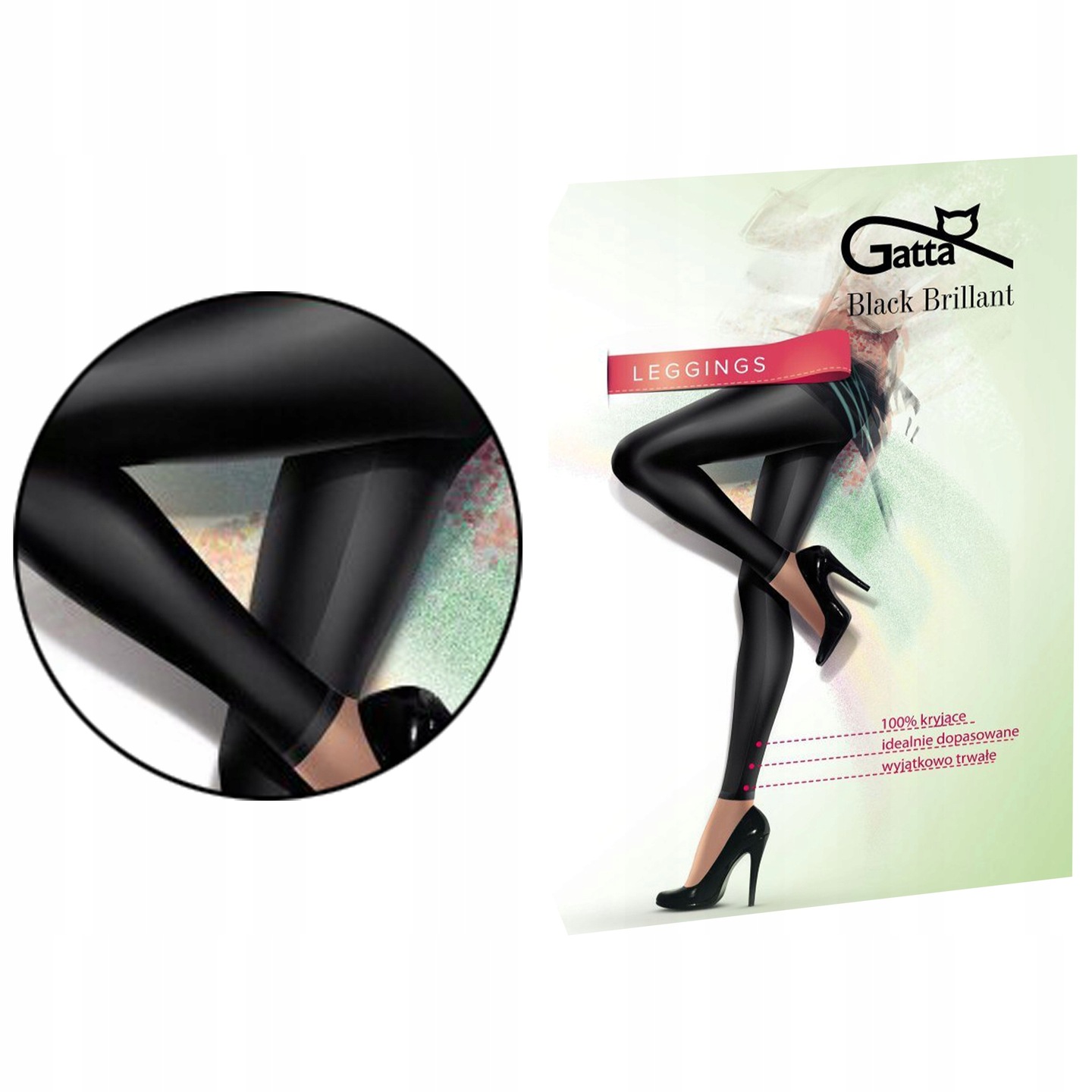 Gatta Black Brillant legginsy czarne błyszczące kryjące elastyczne 5-XL