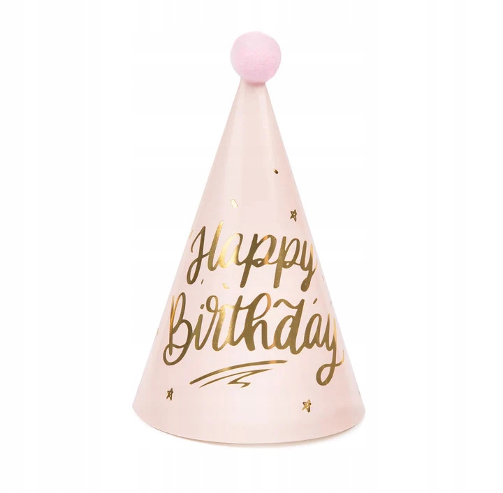 

Czapeczka z pomponem Happy Birthday różowa