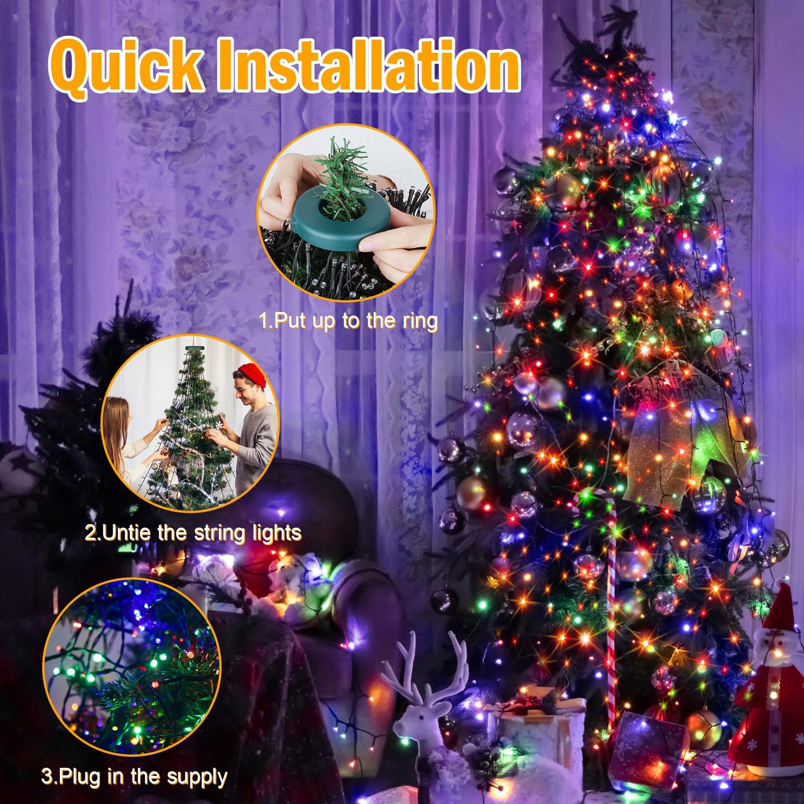 AURIOSTAR Lampa Świąteczna LED 300 Diod 8 Trybów Timer — miniatura 4