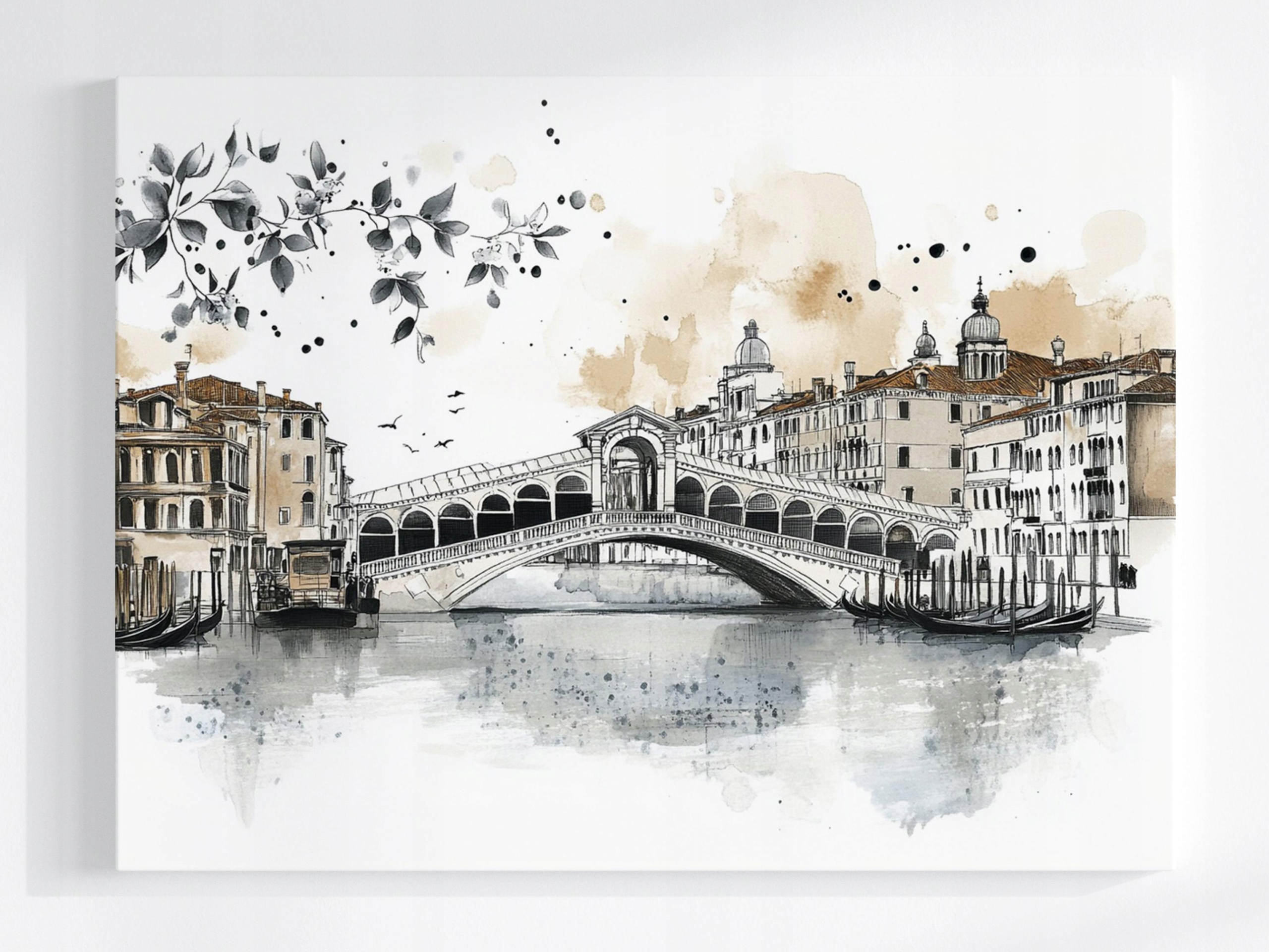 Obraz Na Plátně Canvas Město Panorama Benátky Most Rialto Skica 80x60