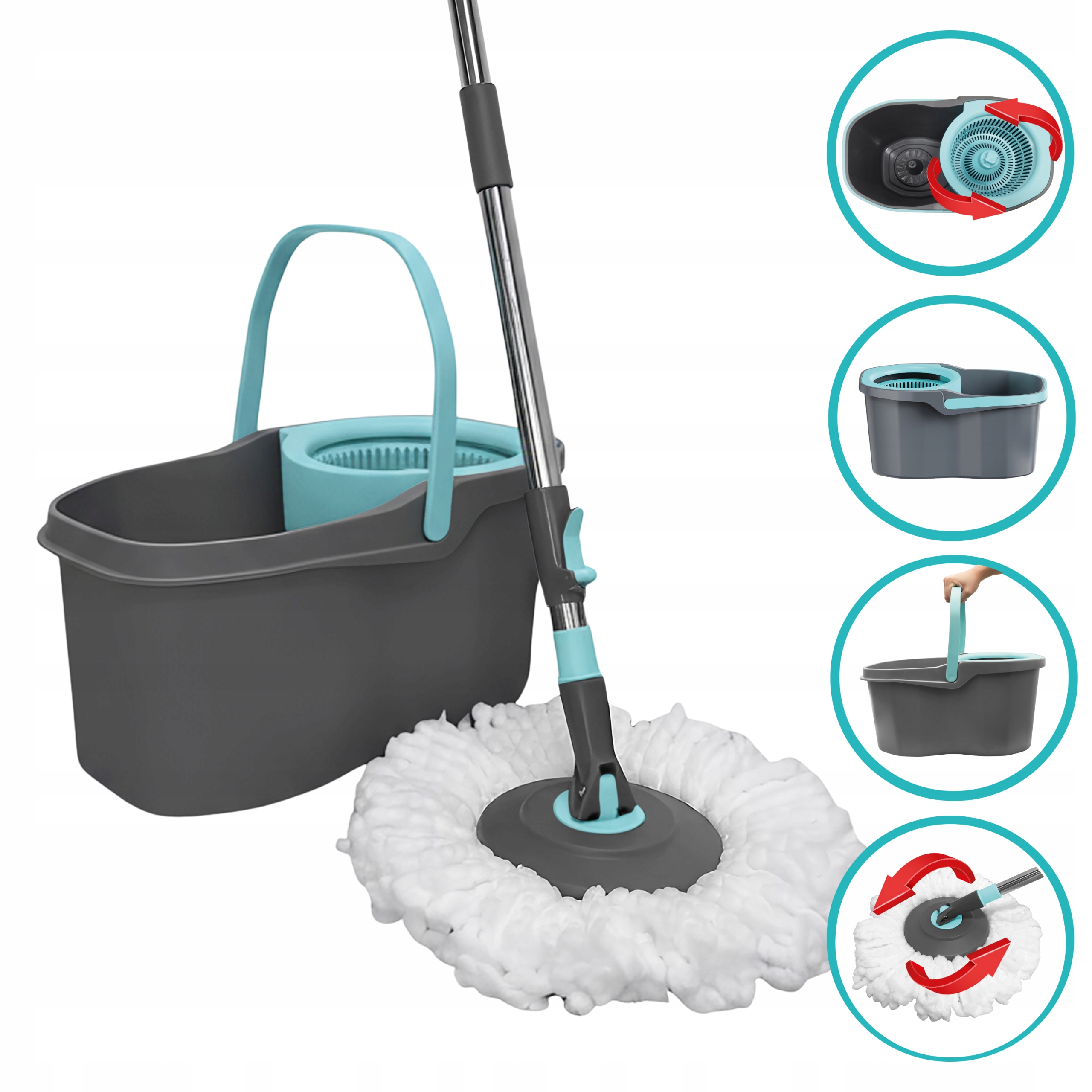 Rotační Mop S Kbelíkem Teleskopová Tyč Z Mikrovlákna