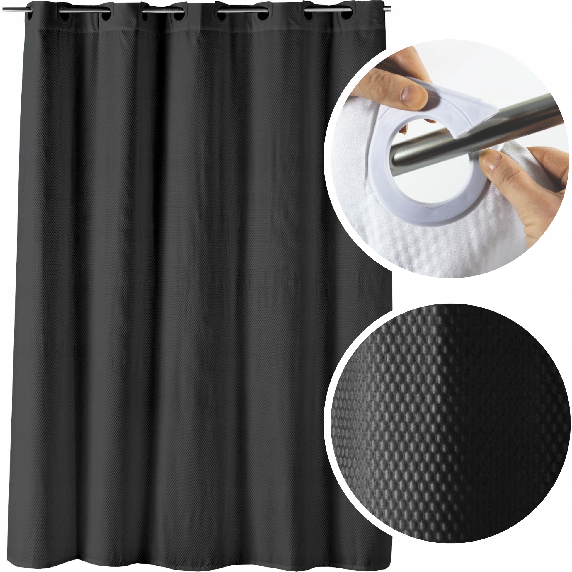 

Zasłona prysznicowa mikrofibra 180x200 Dotty Black