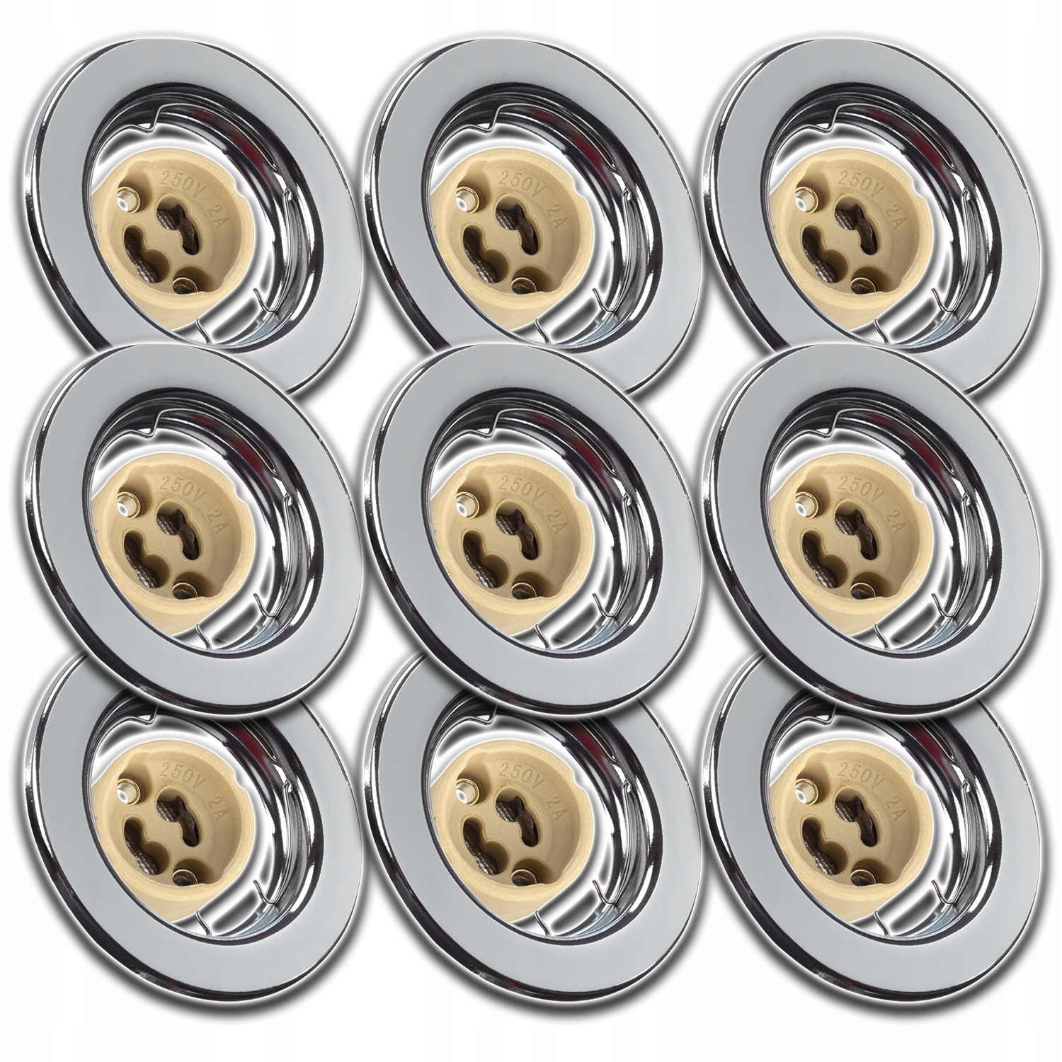 9x Halogenové Led Stropní Svítidlo Podomítková Lampa Žárovka GU10 1,5W Chrom