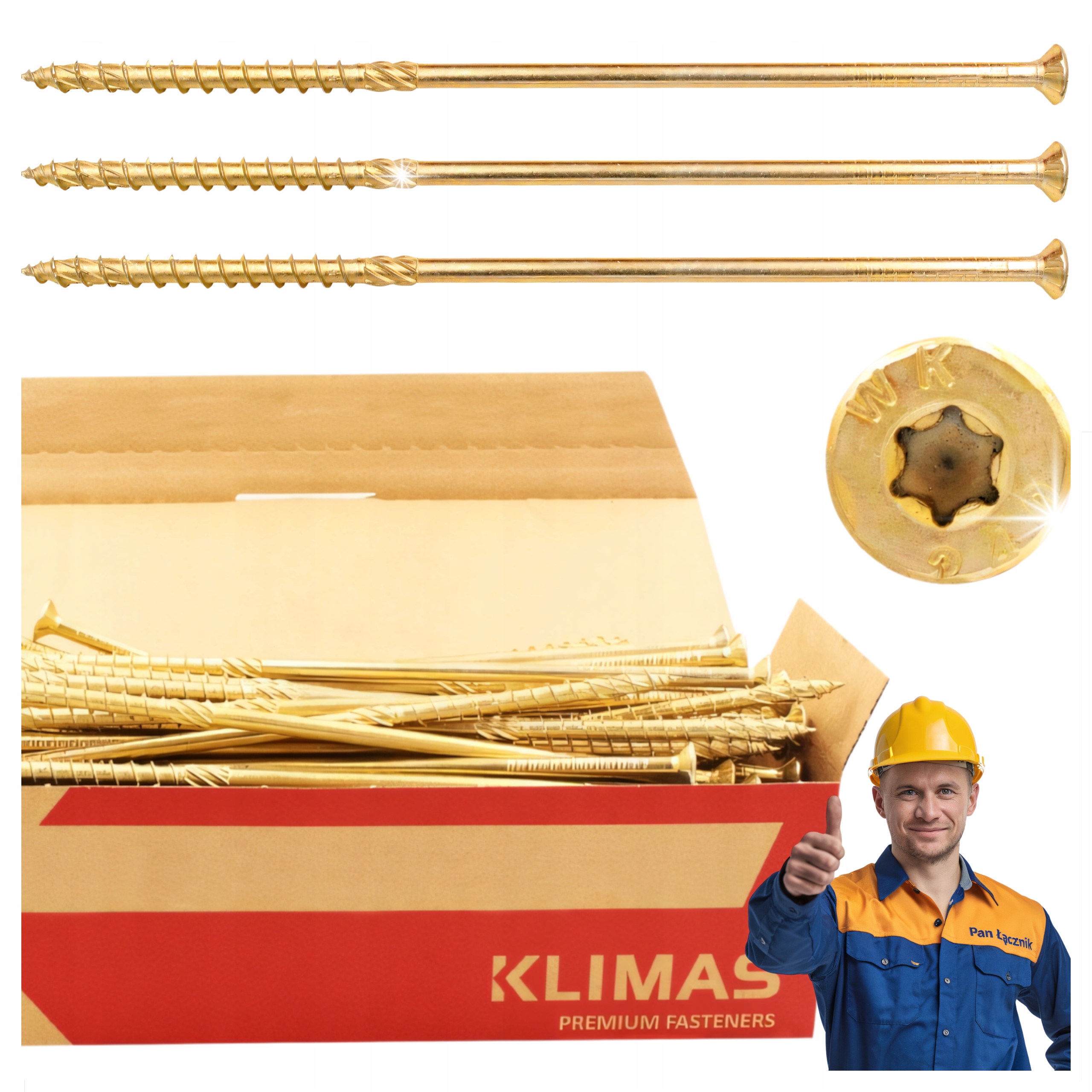 Tesařské Vruty Do Dřeva 6x240 Kuželové Torx 100 Ks WKCS-60240 Klimas