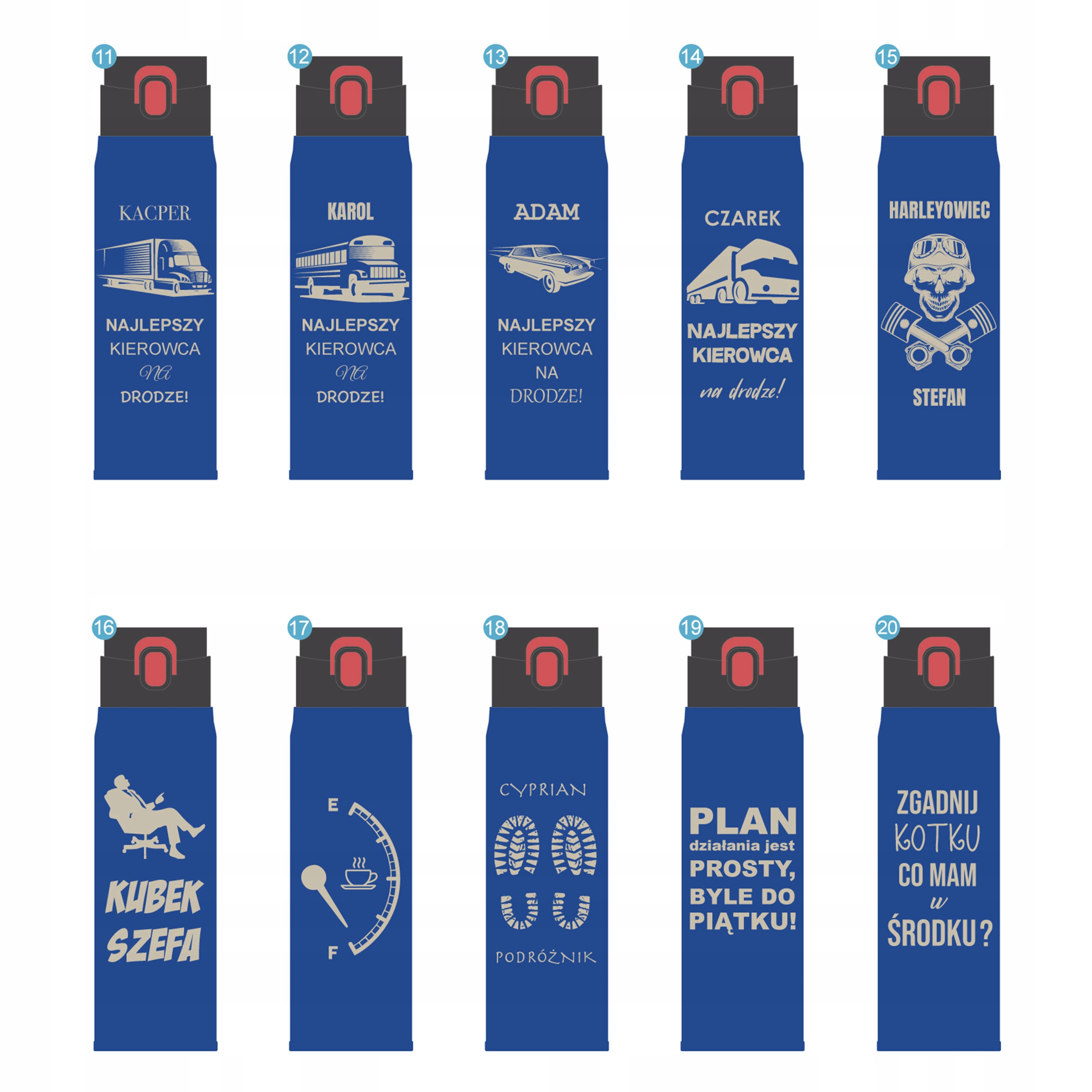 KUBEK TERMICZNY TERMOS NA KAWĘ HERBATĘ DO SAMOCHODU 420ml NIEBIESKI +GRAWER Średnica 6.6 cm