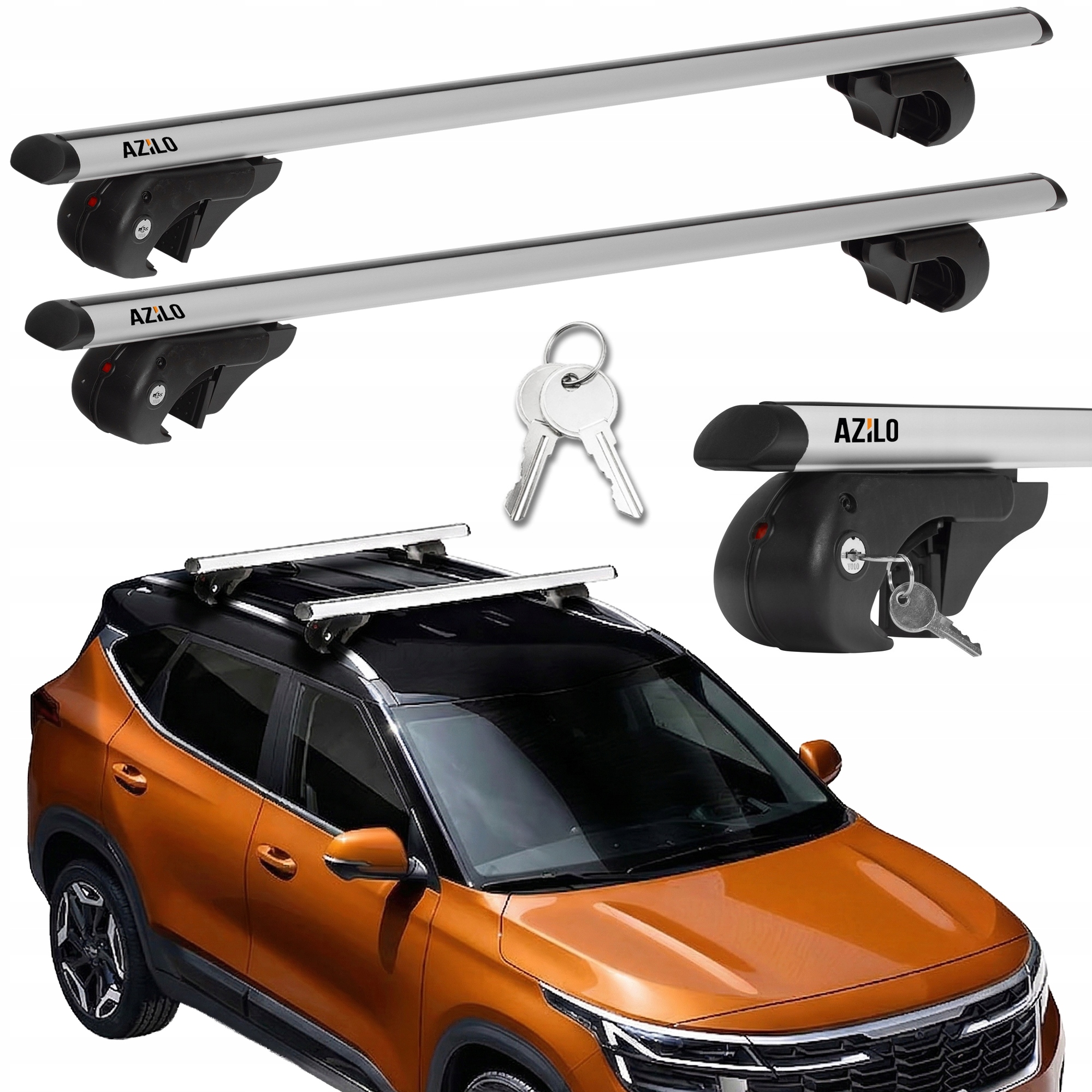 Azilo Emc Alu Basic 135 Bagażnik Dachowy Aluminiowy Na Relingi Z Zamkami