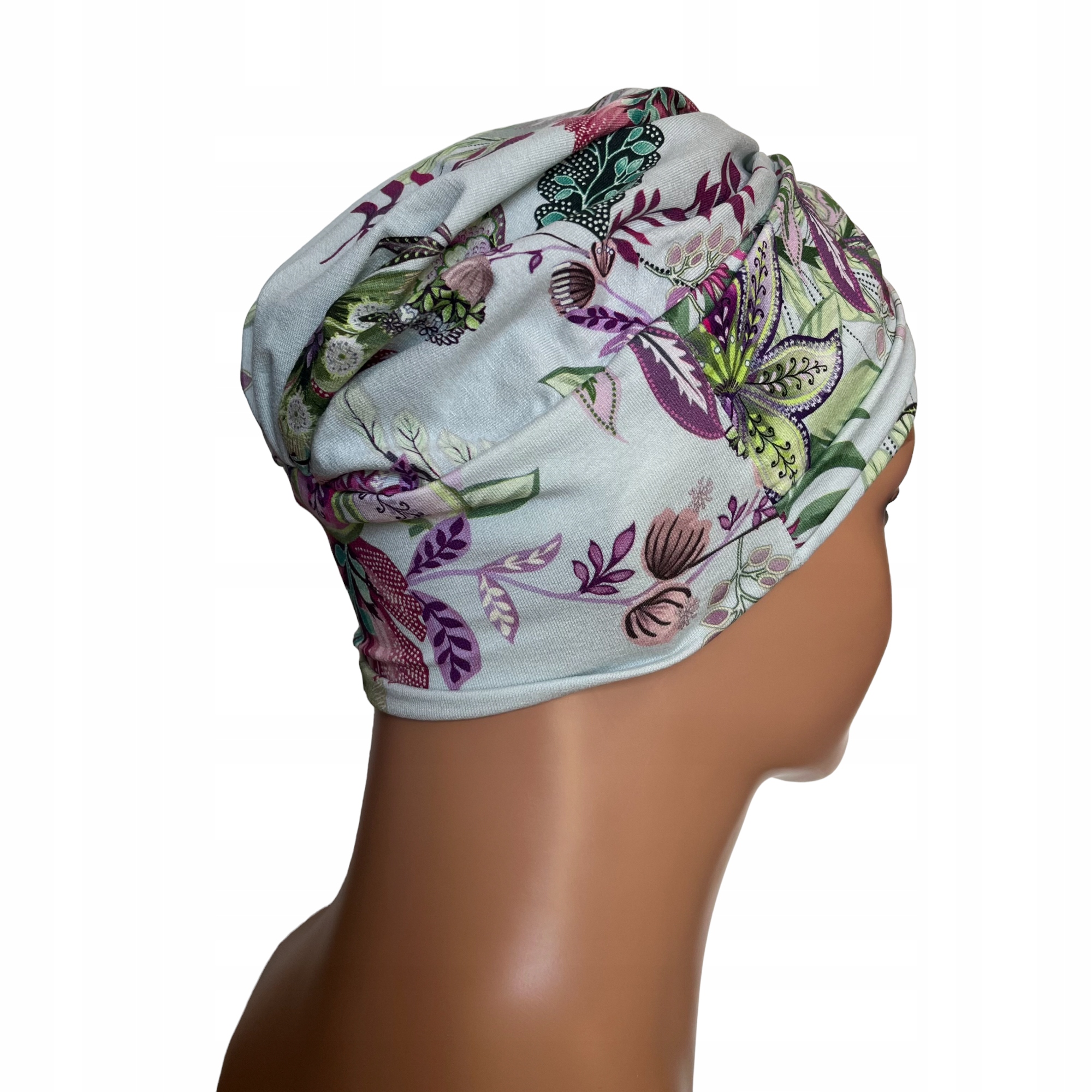 Turban Sara wek-mięta czapka wiosenna marszczona także po chemioterapii Model Sara
