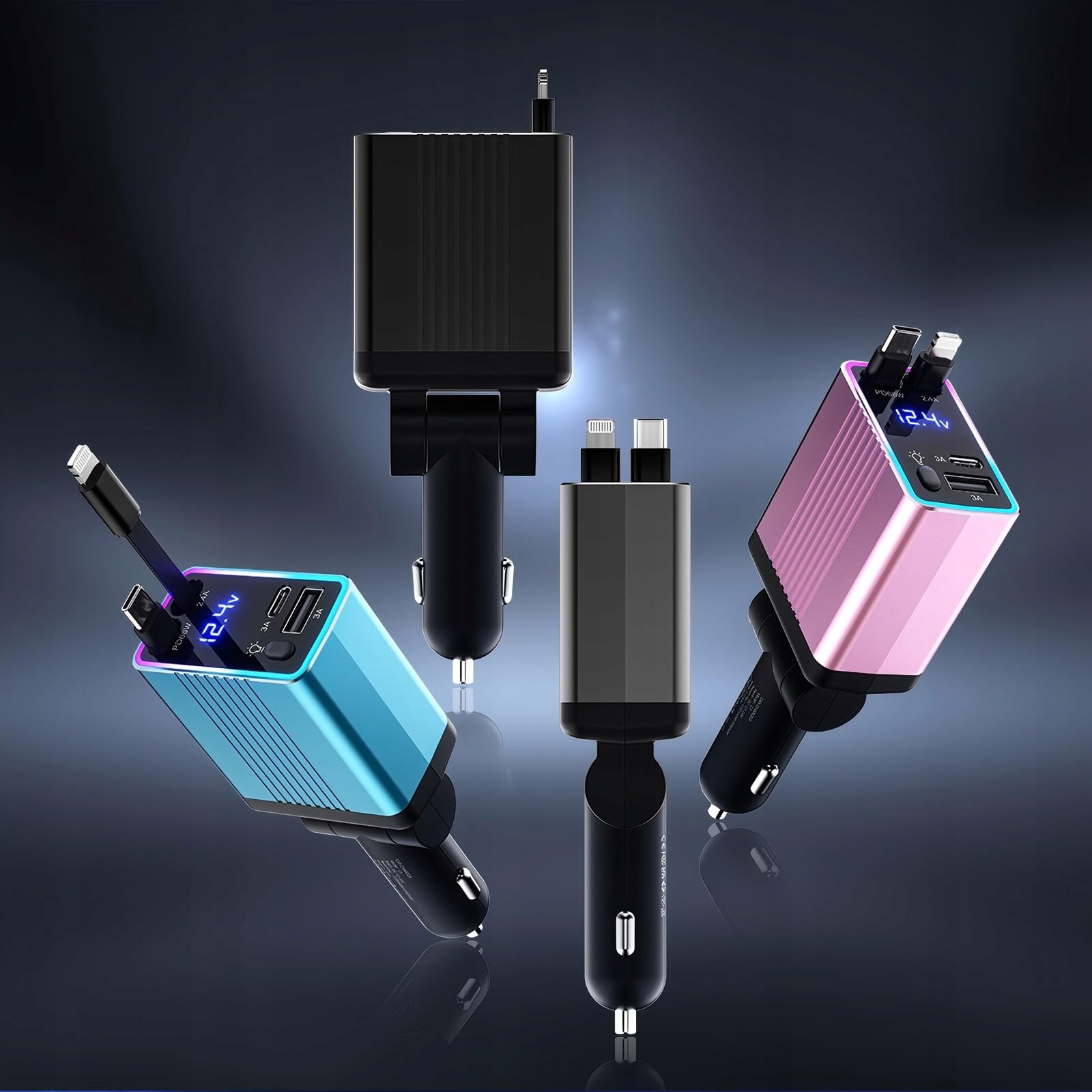 massway Zapalniczka samochodowa USB C 120 W, wysuwana ładowarka samochodowa — miniatura 8
