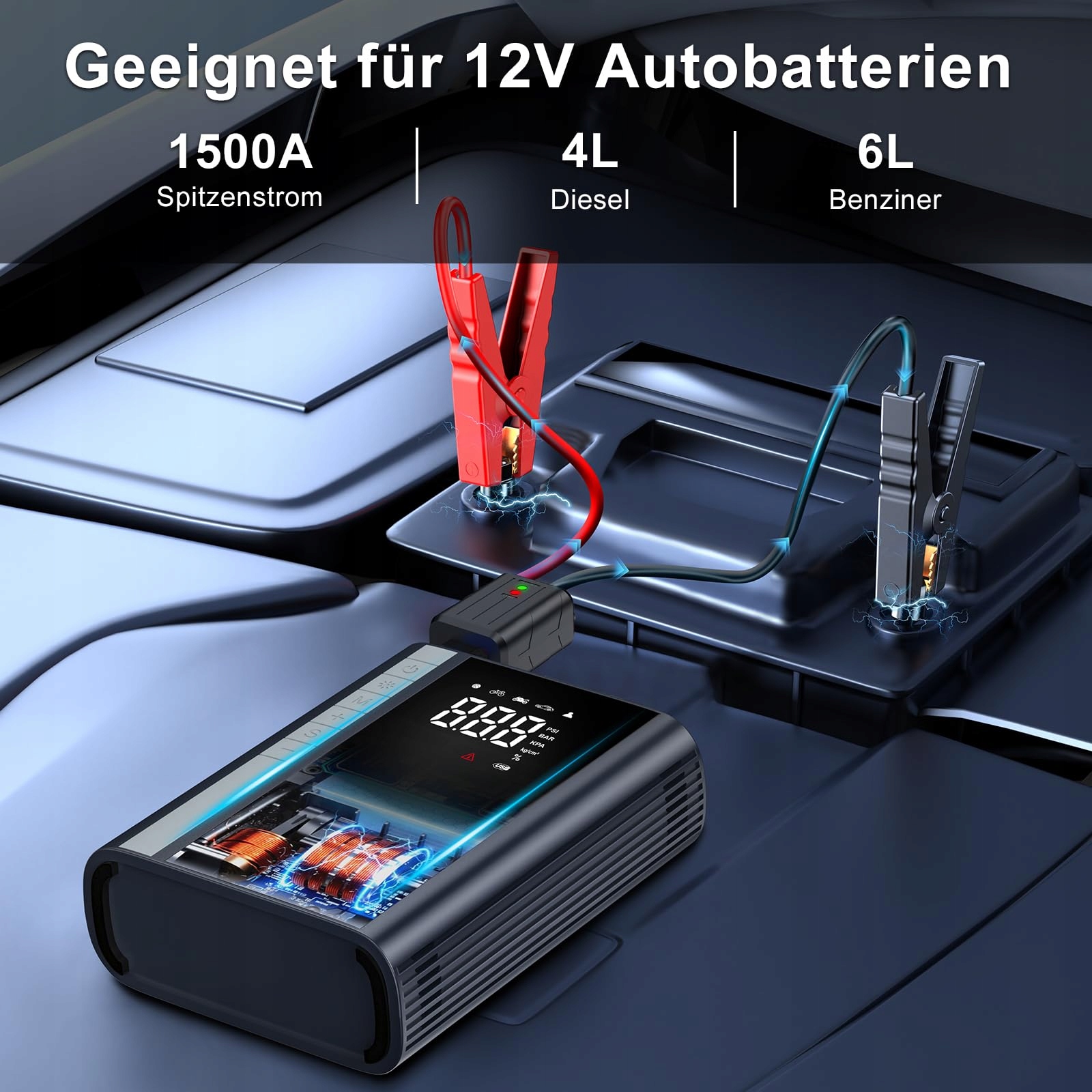 HYCHIKA Powerbank Z Kompresorem Do Samochodów Benzyna 6L Diesel 10L — miniatura 9