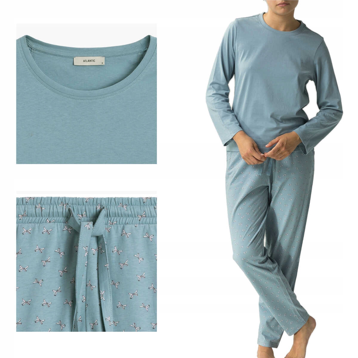 Dámské Pyžamo Atlantic NLP483/OCELOVĚ Modrá/l