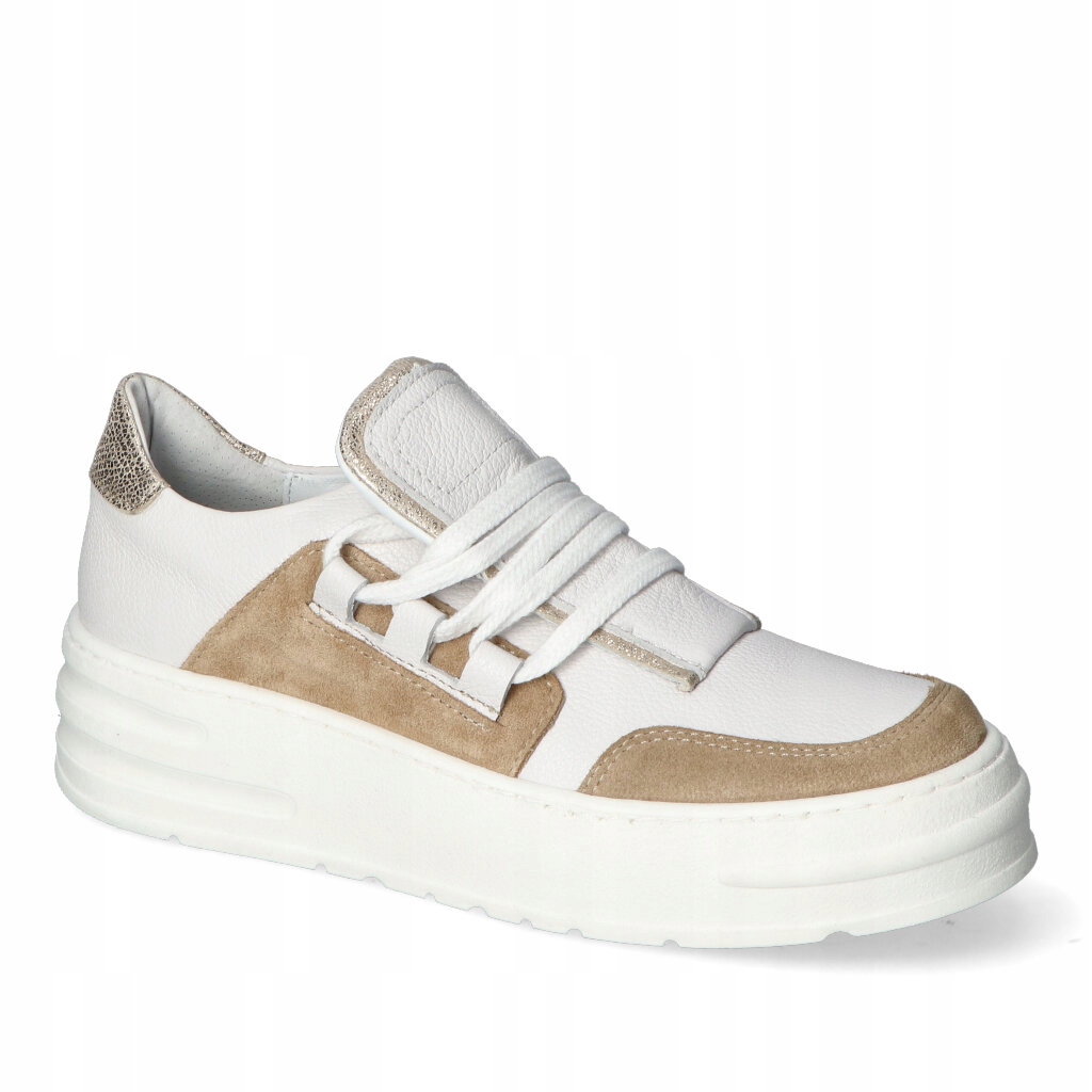 Dámské kožené tenisky Lewski Bílé/Béžové/Zlaté 39