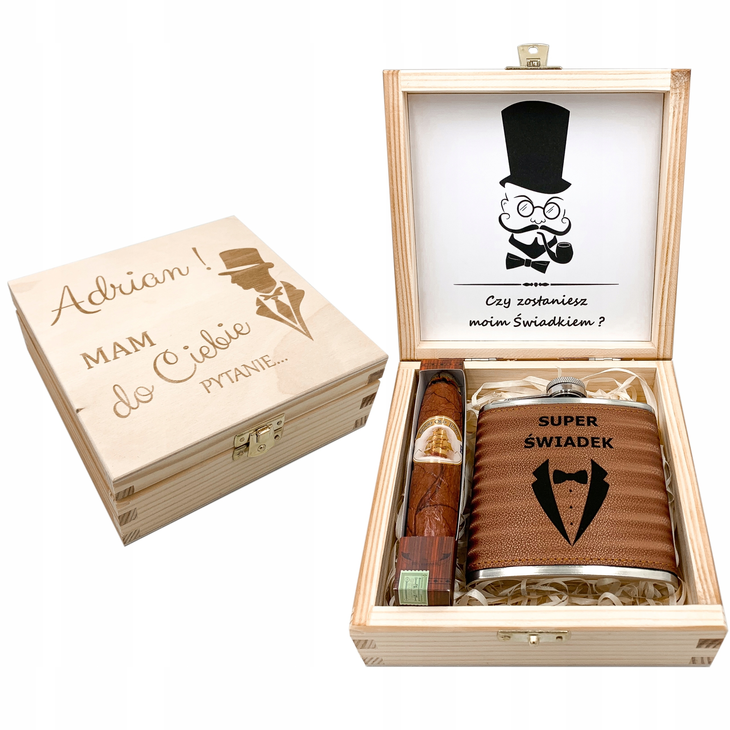 Giftbox Pro Svědka Žádost O Svědectví Svatba Svatební Hostina Gravírování dárek Doutník