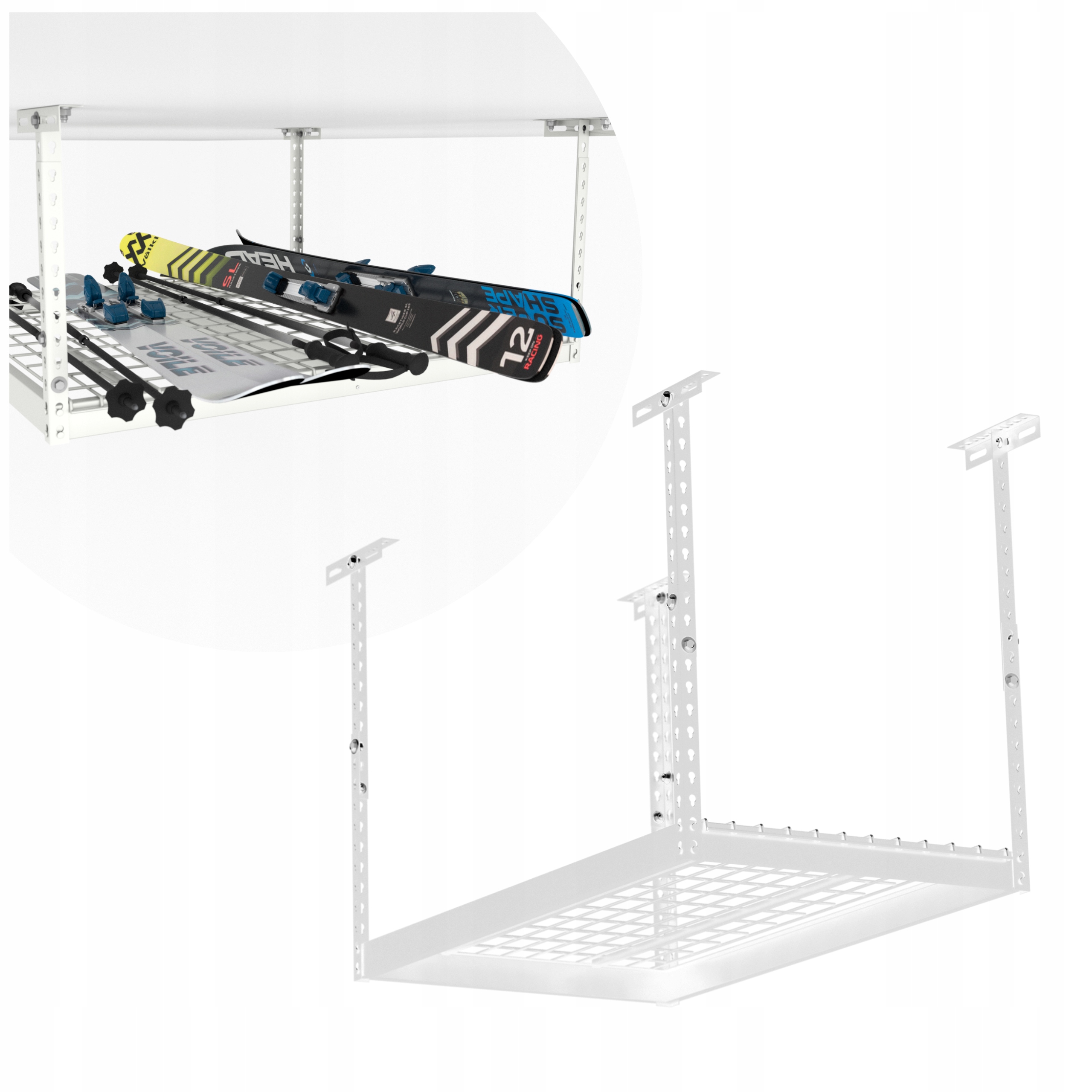 Závěsná stropní garážová police, silný regál, sklep, garáž 60x120 Pgf 2