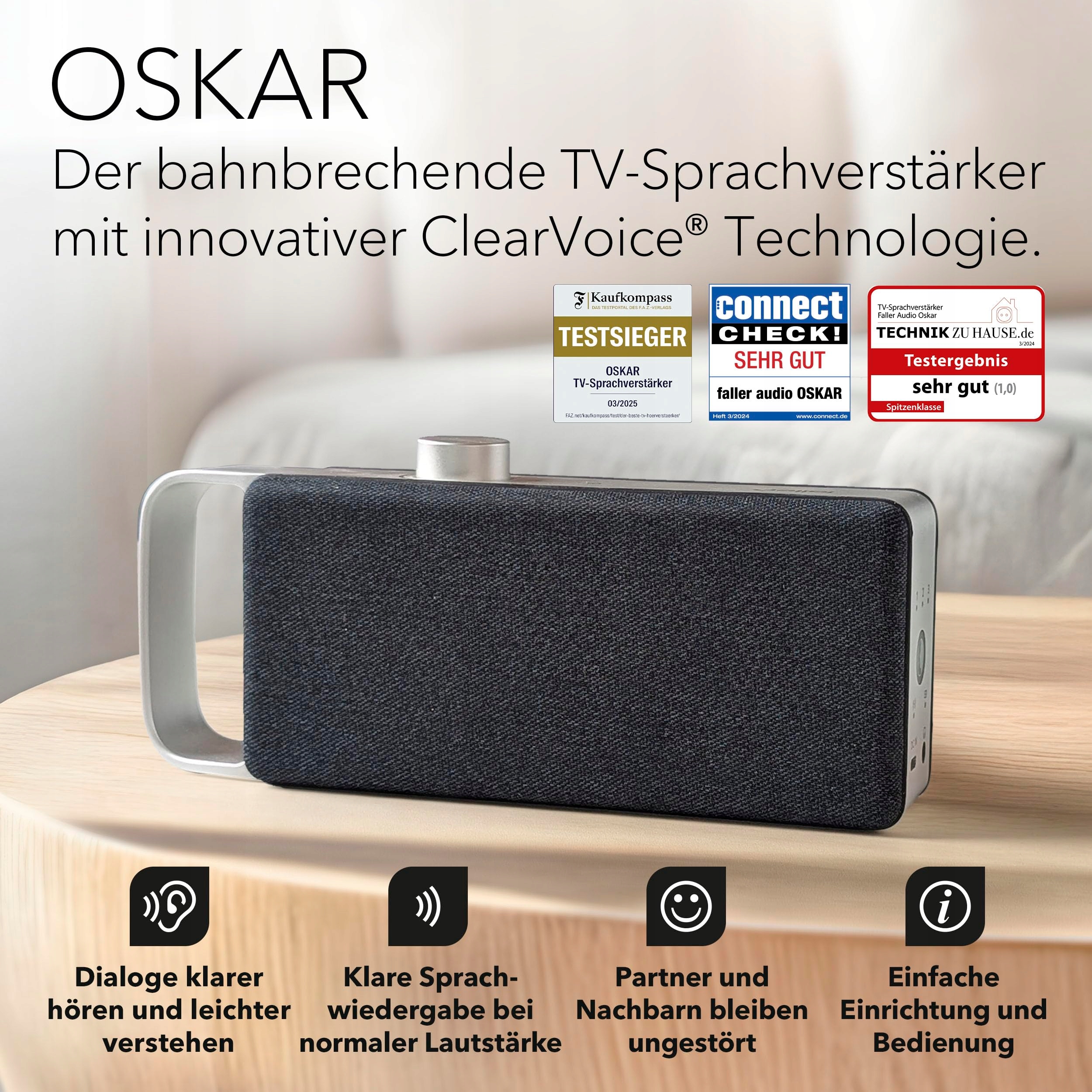 FALLER Oskar Głośnik TV Soundbar Bezprzewodowy Przenośny Łatwy w Obsłudze — miniatura 2
