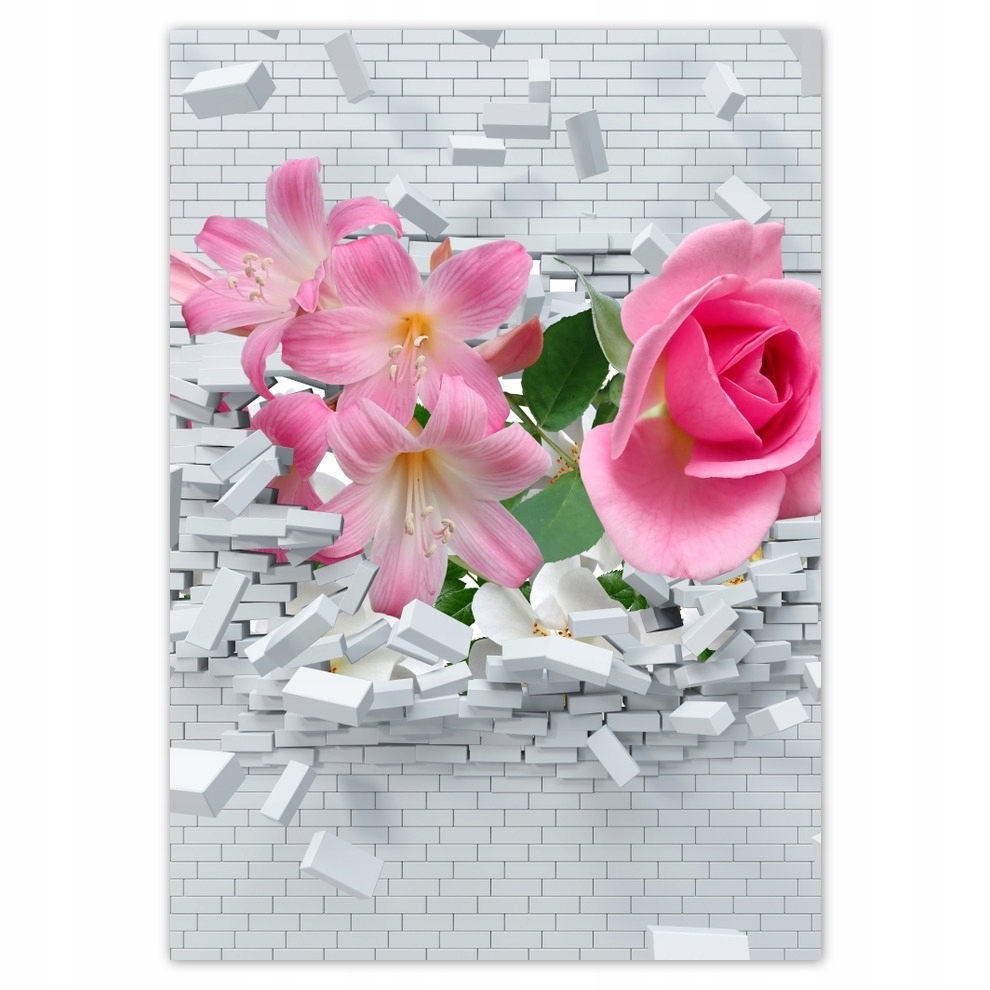 

Naklejki 70x100 Kwiaty ściana cegła