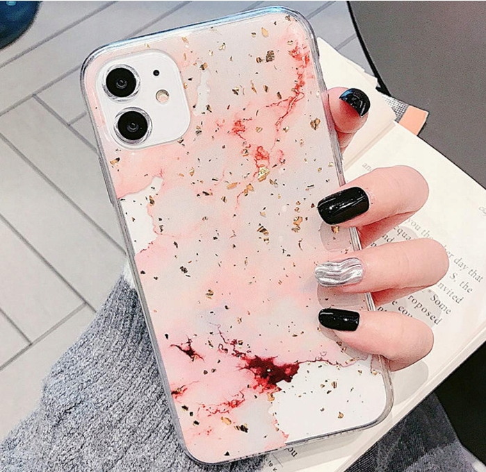 Etui silikonowe na iPhone 11 różowy marmur