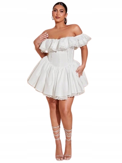 Šaty Shein Šaty velikost s volánky a krajkou 48 1HA