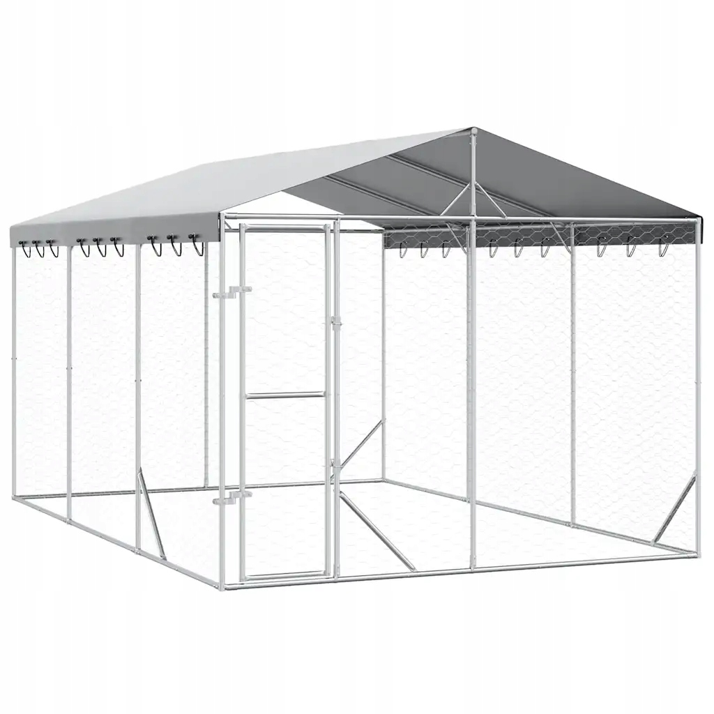 Klec kotec pro zvířata 3 x 4,5 x 2,5 m, stříbrná, ocel