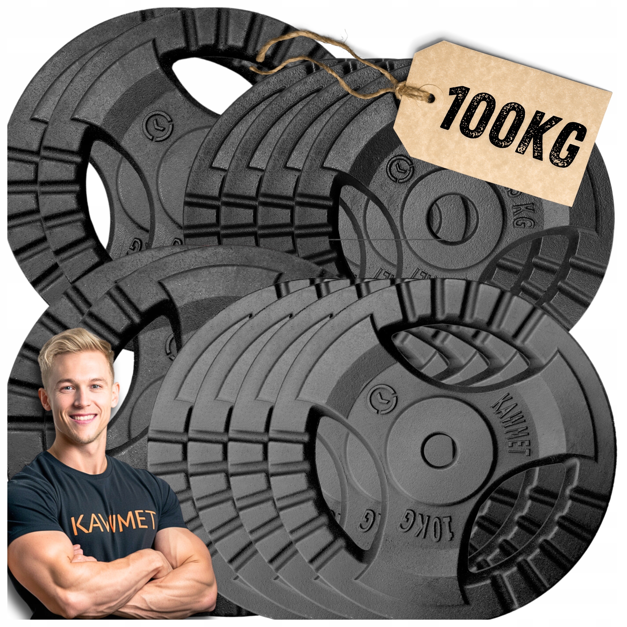 Zestaw 100 kg obciążenia żeliwne talerz kierownica siłowania fit 30,5 mm