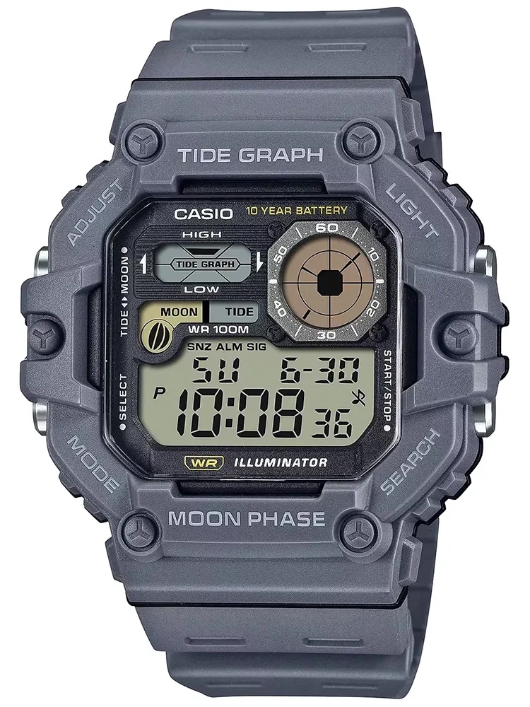 Pánské Hodinky Casio WS-1700H-8AV Šedé Stopky 100 M Box Na Den Chlapců